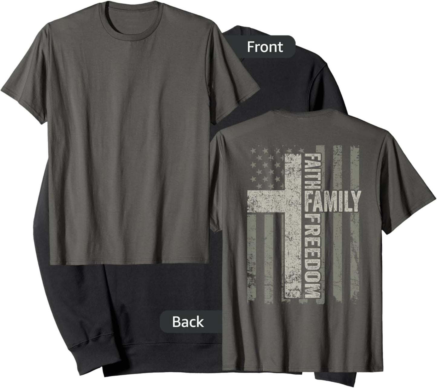 Faith Family Freedom Patriotic Christian USA Cross (ON BACK) Men Sweatshirt - Sweatshirt | Black