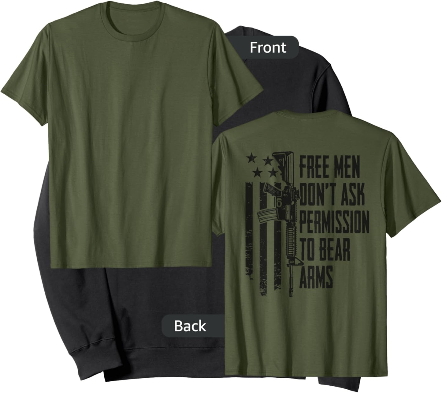 Free Men Don't Ask Permission To Bear Arms - Camo - ON BACK Sweatshirt - Sweatshirt | Black