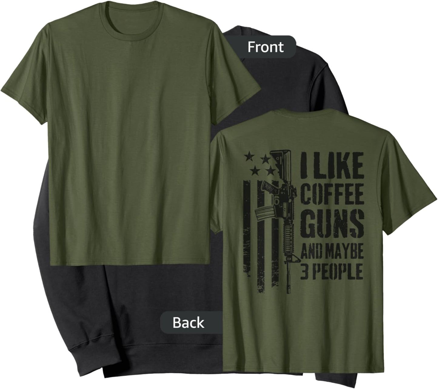 I Like Coffee Guns & Maybe 3 People - AR15 Camo Gun -ON BACK Sweatshirt - Sweatshirt | Black