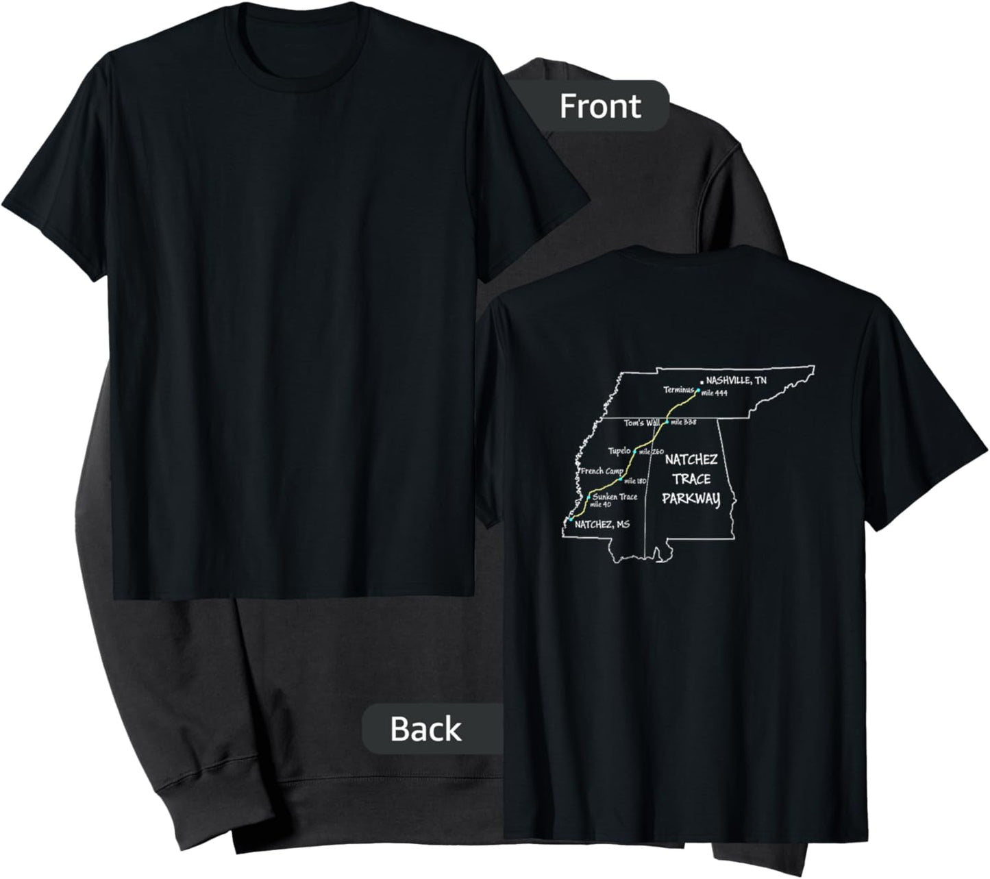 Route Map of the Natchez Trace Parkway National Scenic Trail Sweatshirt - Sweatshirt | Black
