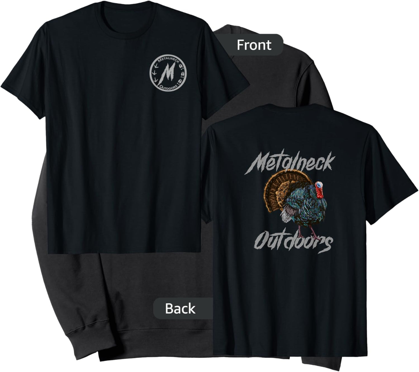 Metalneck Outdoors Turkey Design, Hunting, Turkey on back Sweatshirt - Sweatshirt | Black