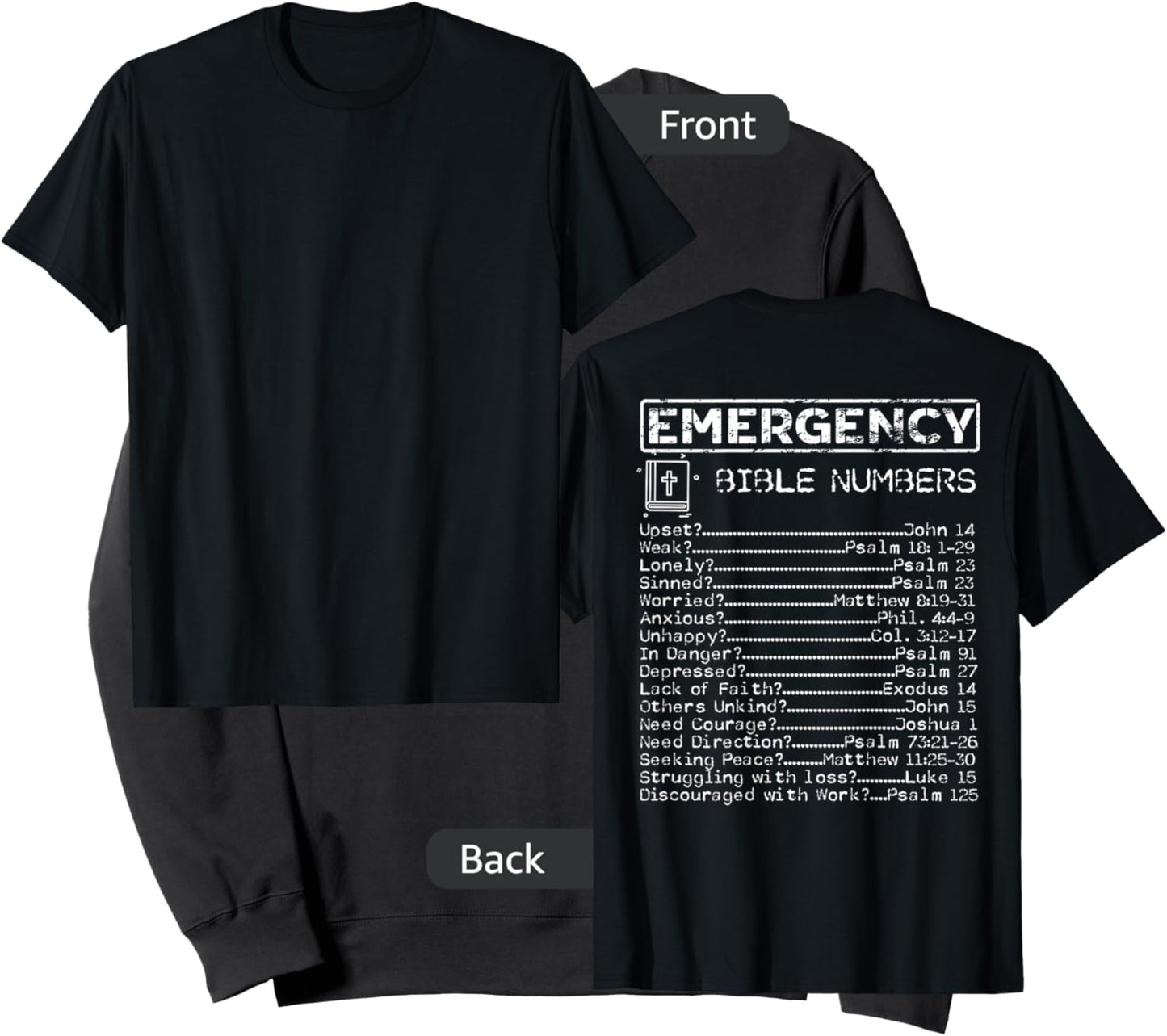 Bible Emergency Hotline Numbers - Print on the Back Sweatshirt - Sweatshirt | Black
