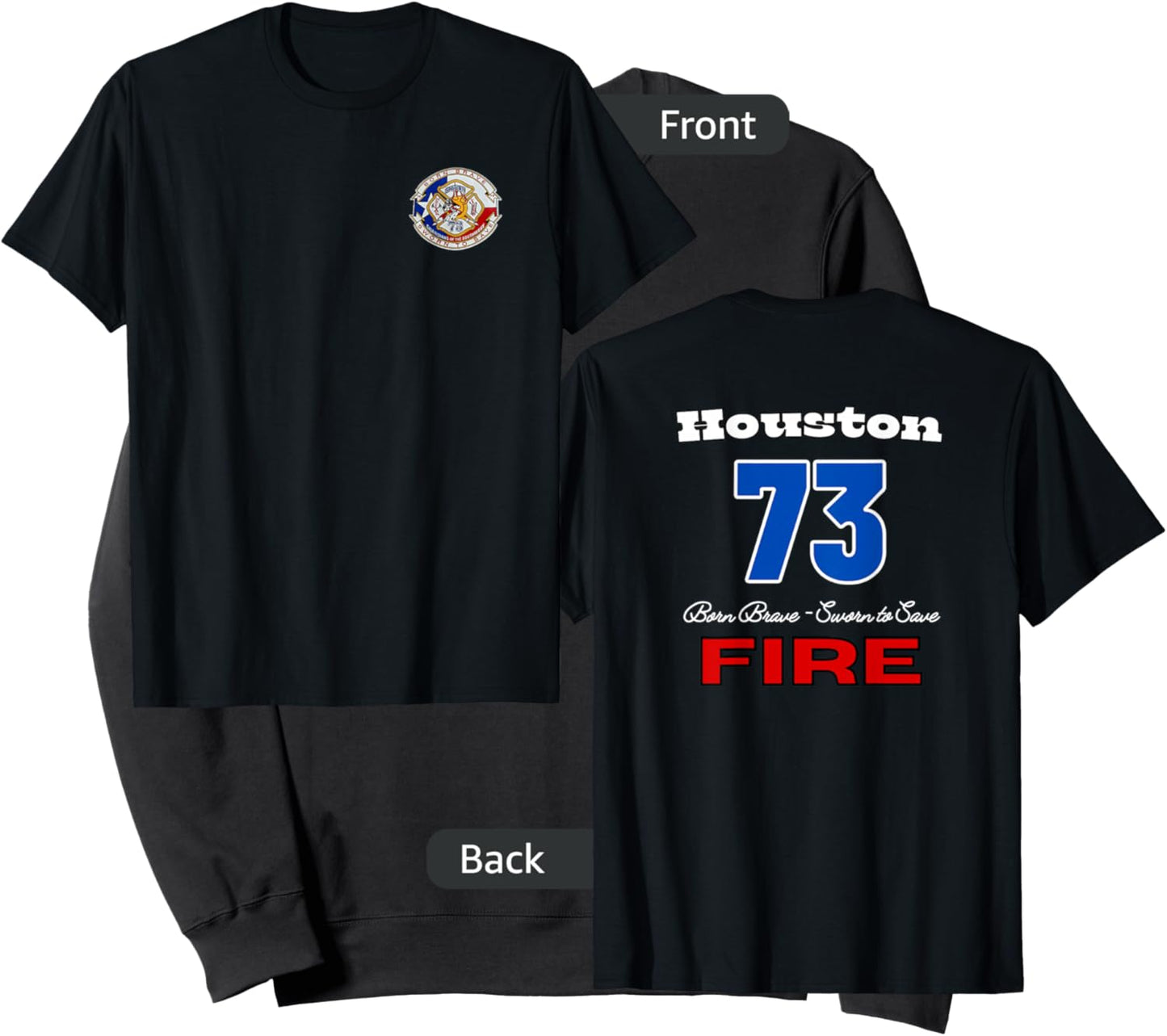Houston Fire Station 73 Bold Letters With Block Numbers Sweatshirt - Sweatshirt | Black