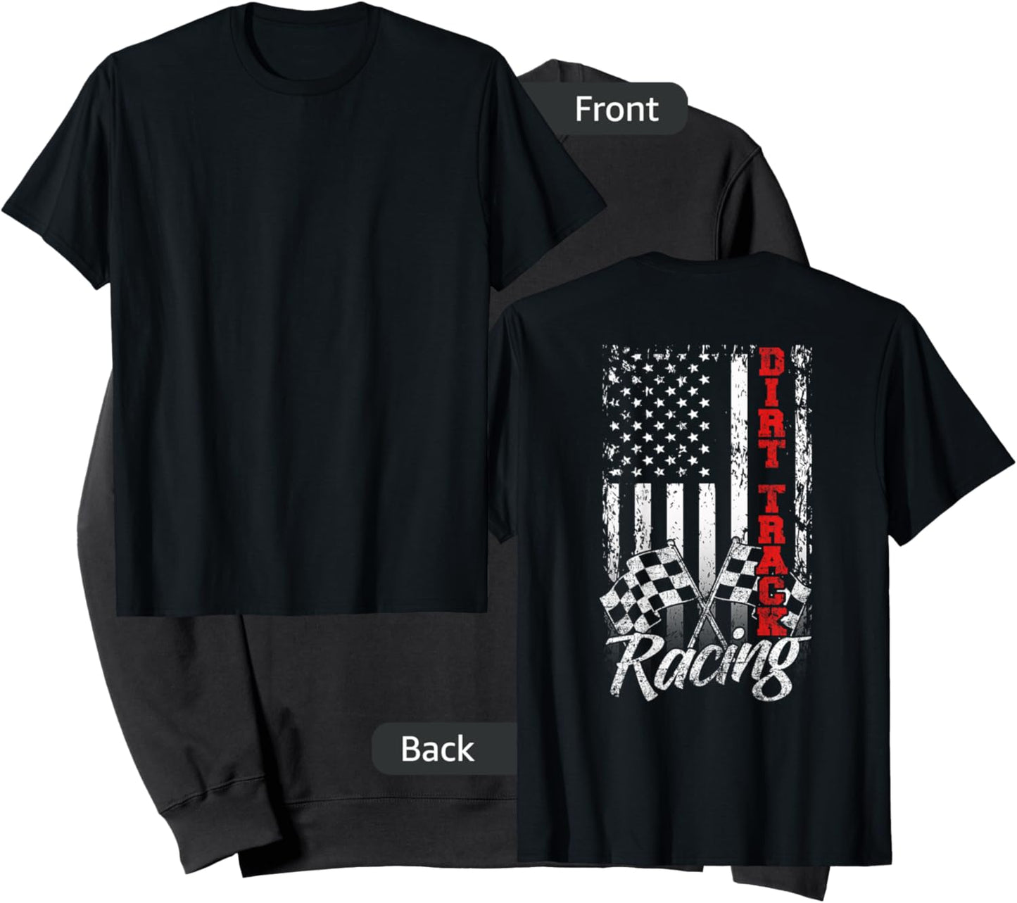 American Flag Dirt Track Racing Car Bike Driver - Back Print Girls Kids Men Sweatshirt - Sweatshirt | Black