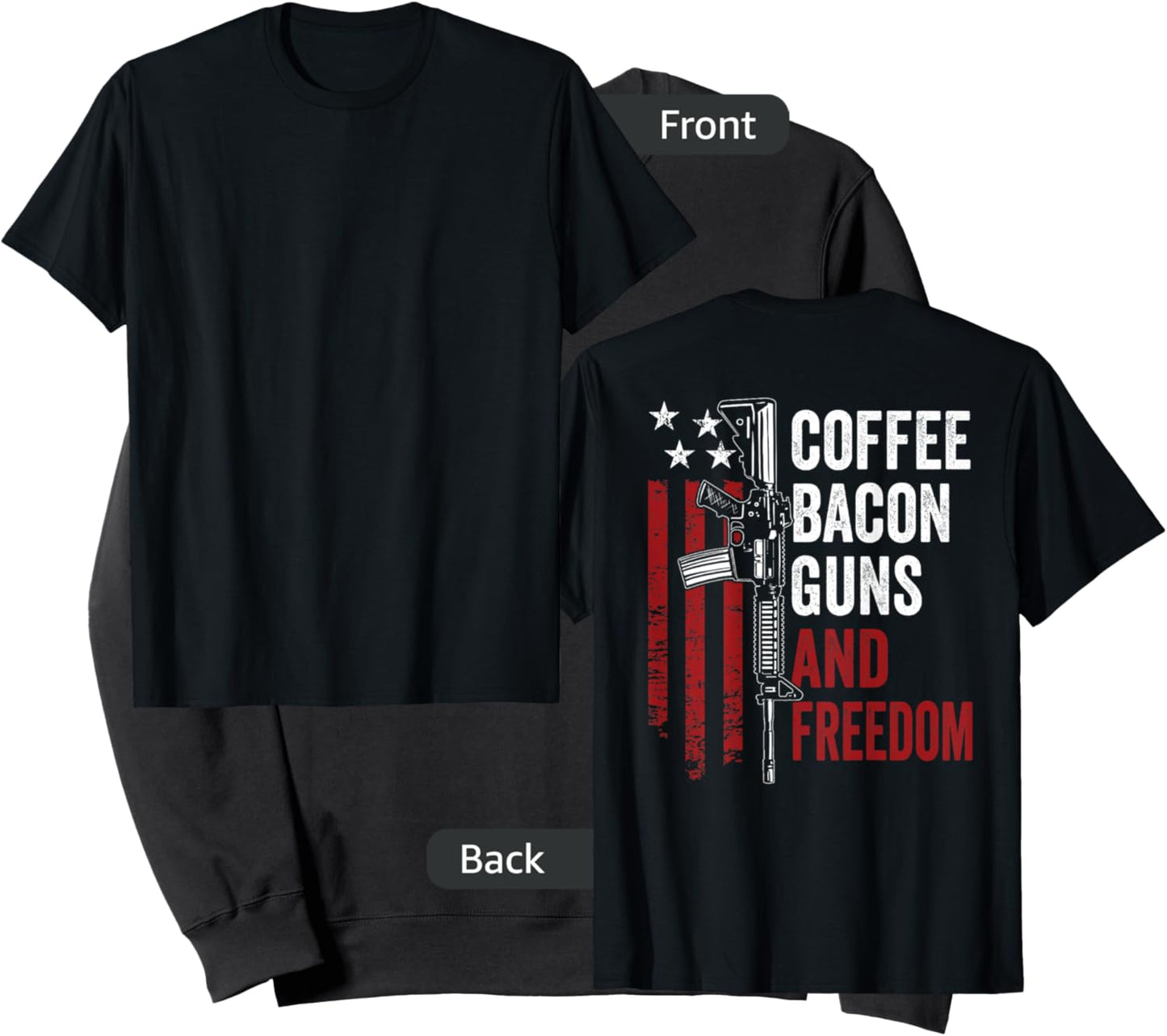 Coffee Bacon Guns & Freedom - BBQ Drinking USA Gun (ON BACK) Sweatshirt - Sweatshirt | Black