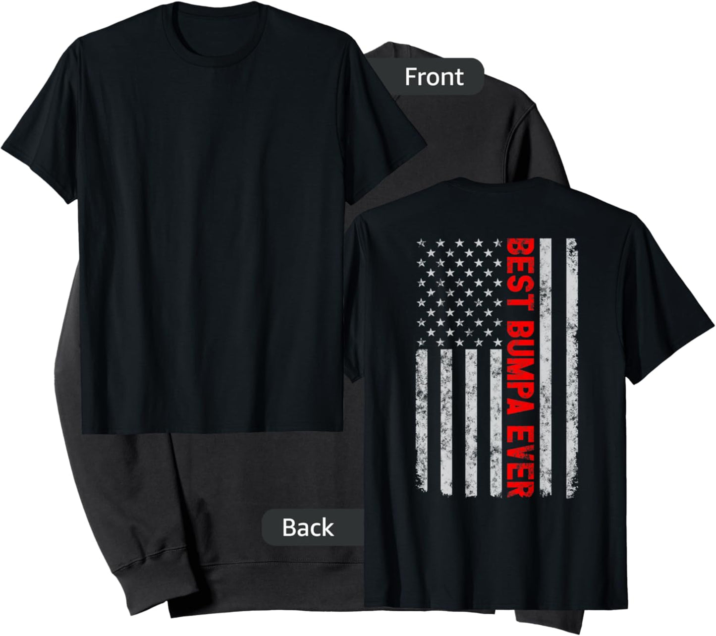Best Bumpa Ever Fathers Day Vintage Patriotic American Flag Sweatshirt - Sweatshirt | Black