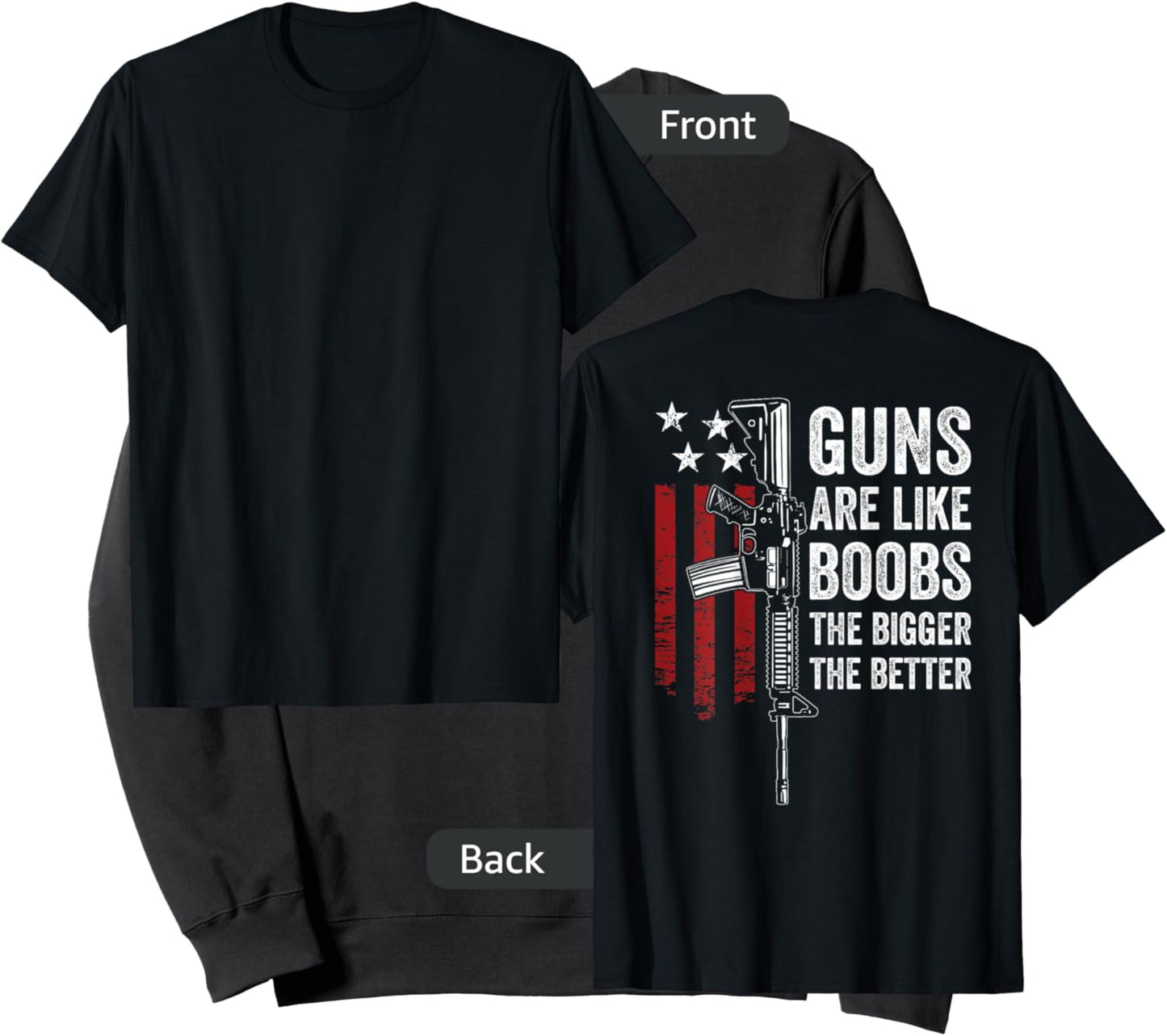 Guns Are Like Boobs - Funny Titties Gun Joke - ON BACK Sweatshirt - Sweatshirt | Black