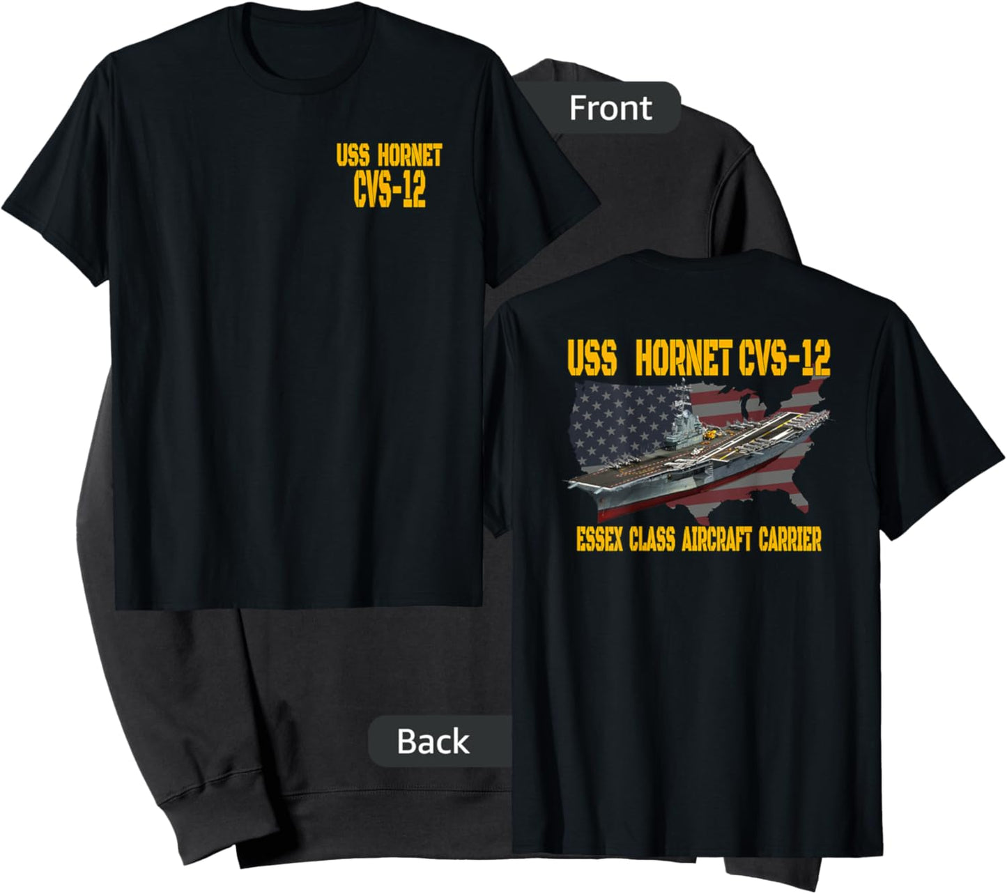 USS Hornet CVS-12 Aircraft Carrier Veterans Day Front&Back Sweatshirt - Sweatshirt | Black
