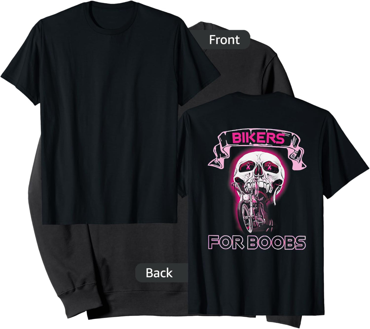 Bikers For B.o.o.b.s Breast Cancer Awareness Skull (on back) Sweatshirt - Sweatshirt | Black