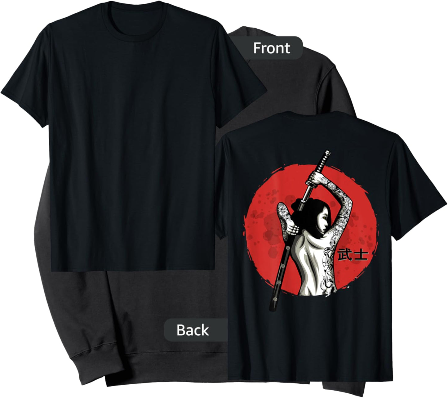 Japanese Warrior - Sexy Samurai - Female Samurai (on back) Sweatshirt - Sweatshirt | Black
