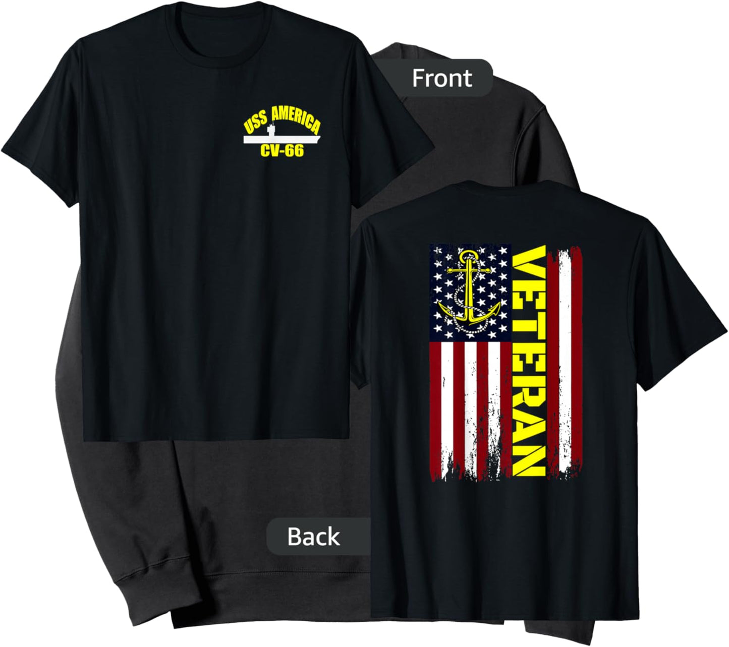 USS America CV-66 Aircraft Carrier Veteran Day Front&Back Sweatshirt - Sweatshirt | Black