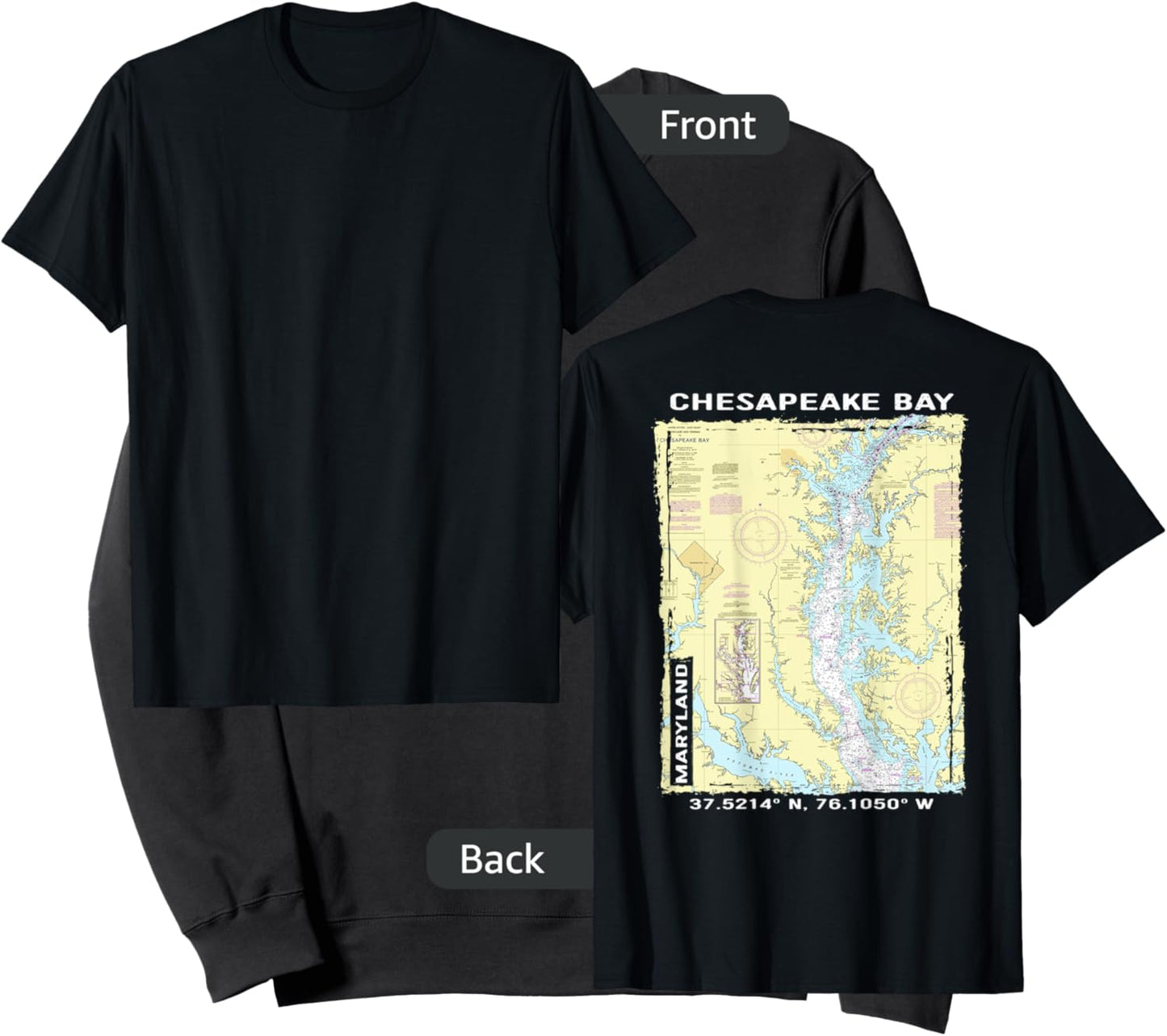 Classic Chesapeake Bay Nautical Chart Sweatshirt - Sweatshirt | Black