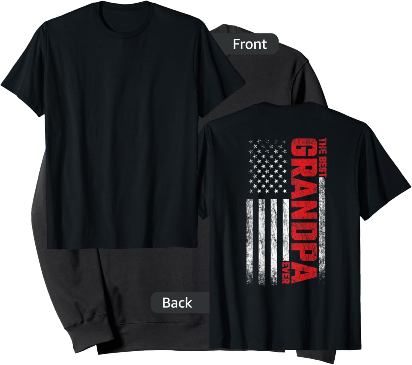 Grandpa - American Flag On Back - Best Grandpa Ever Sweatshirt - Sweatshirt | Black