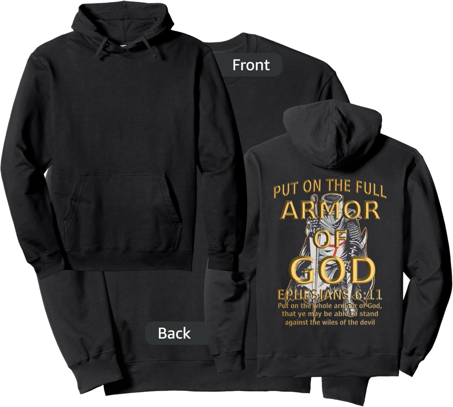 Faith Jesus Religious Ephesians 6 11 Put Full Armor of God Sweatshirt - Sweatshirt | Black