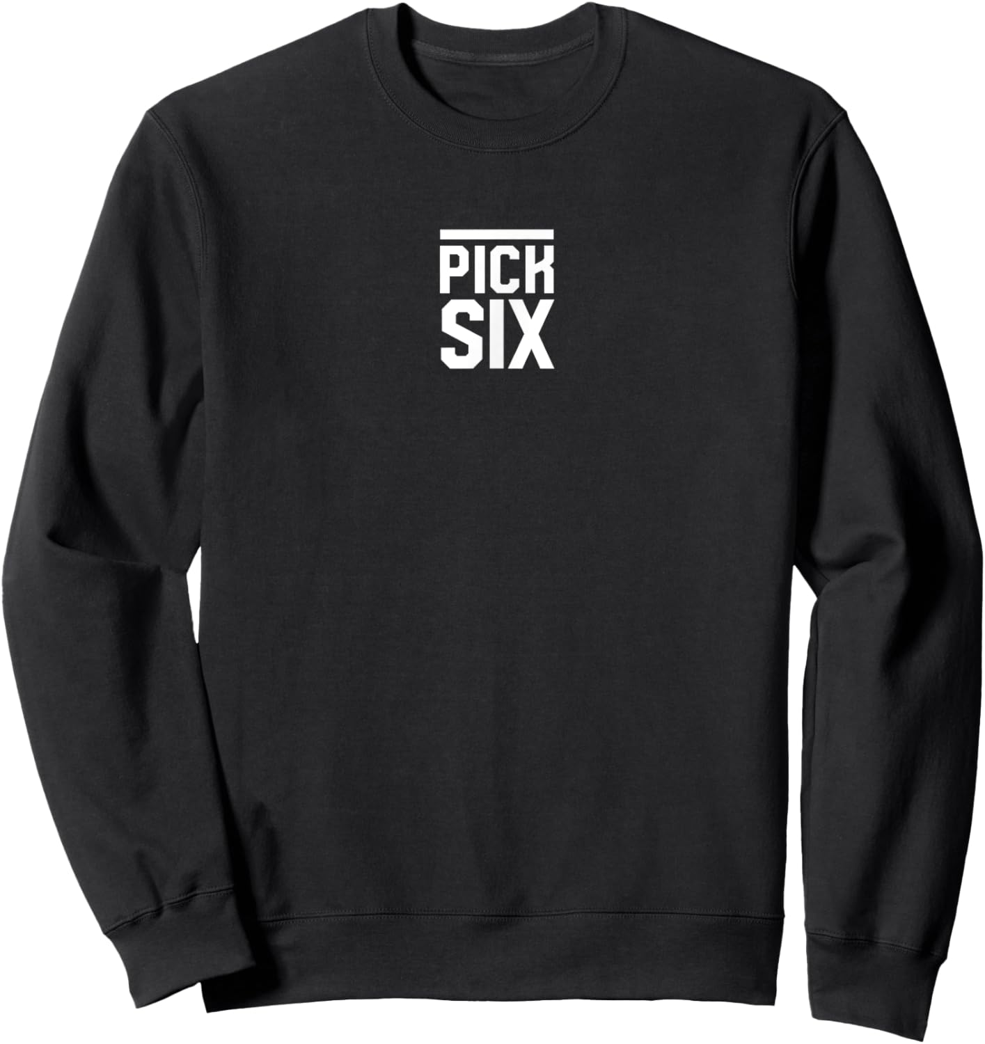 Pick Six Font small center Sweatshirt - Sweatshirt | Black