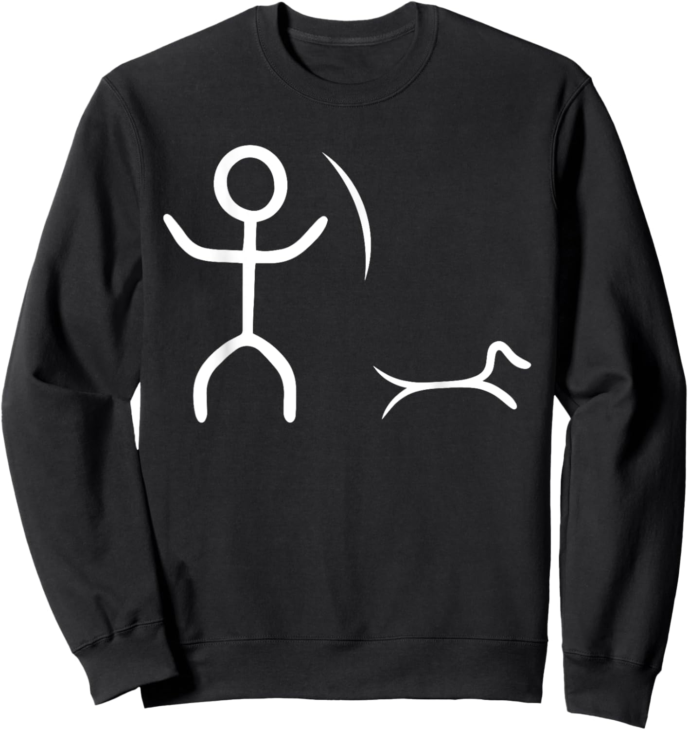 Stick-Man Fathers Day Hunter Outdoor Hunting Figure Dog Sweatshirt - Sweatshirt | Black