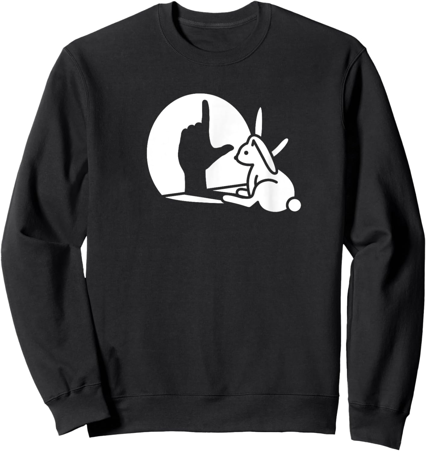Loser funny Rabbit shadow hand sign language bunny humor Sweatshirt - Sweatshirt | Black