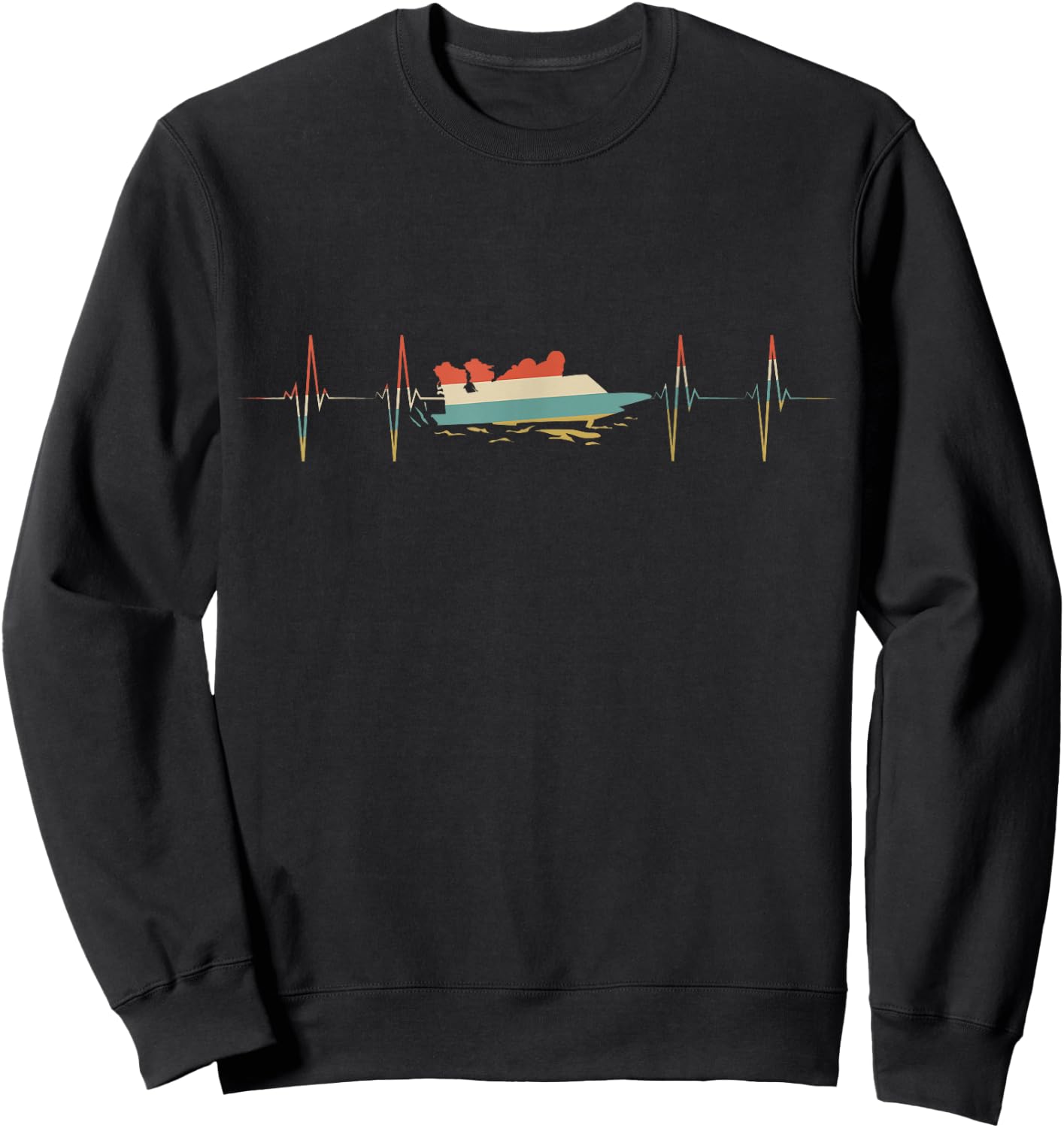 Hydroplane Racing Heartbeat Retro ECG EKG Sweatshirt - Sweatshirt | Black