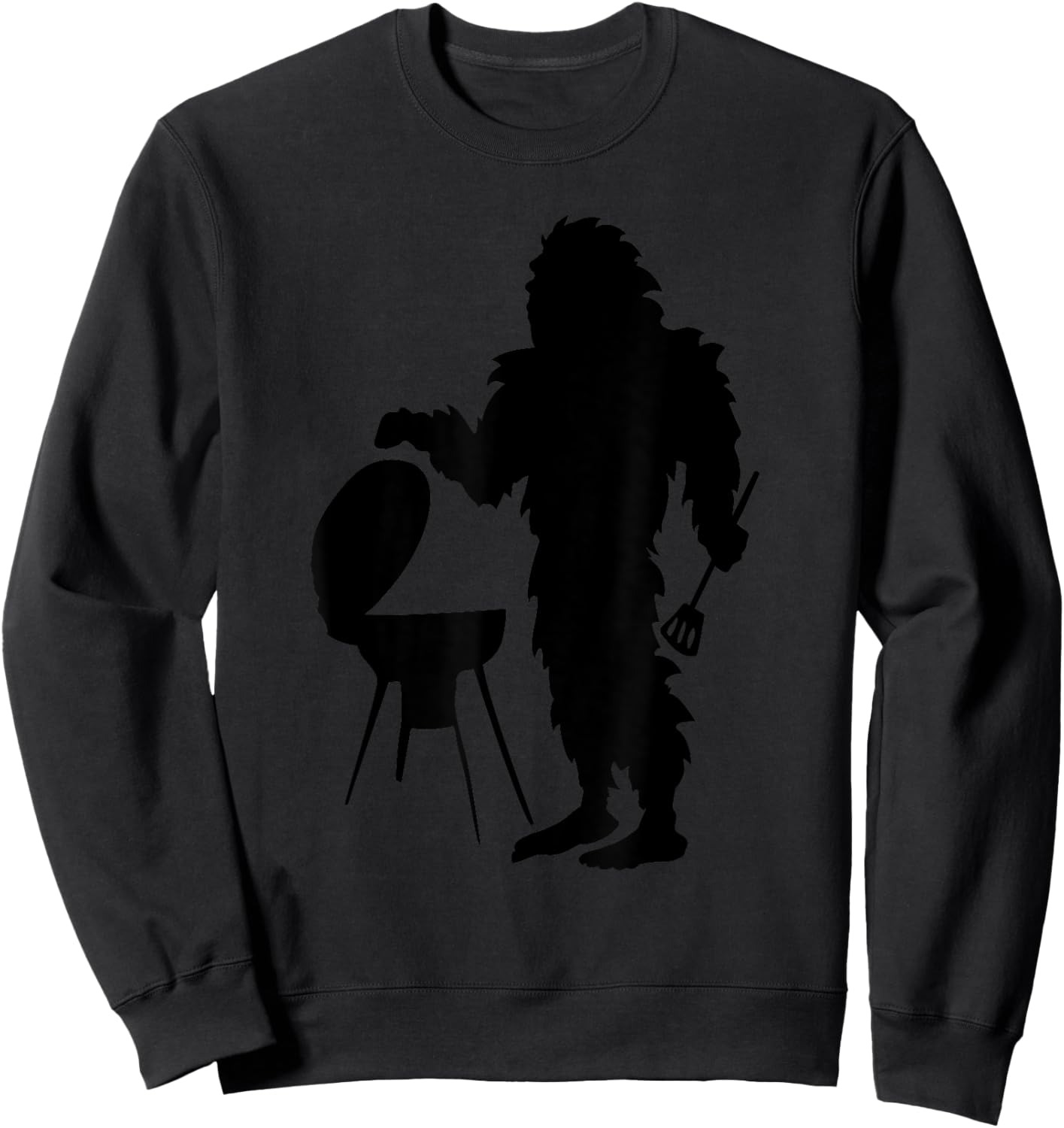 Bigfoot Cooking Outdoors Camping Hiking Sasquatch Silhouette Sweatshirt - Sweatshirt | Black