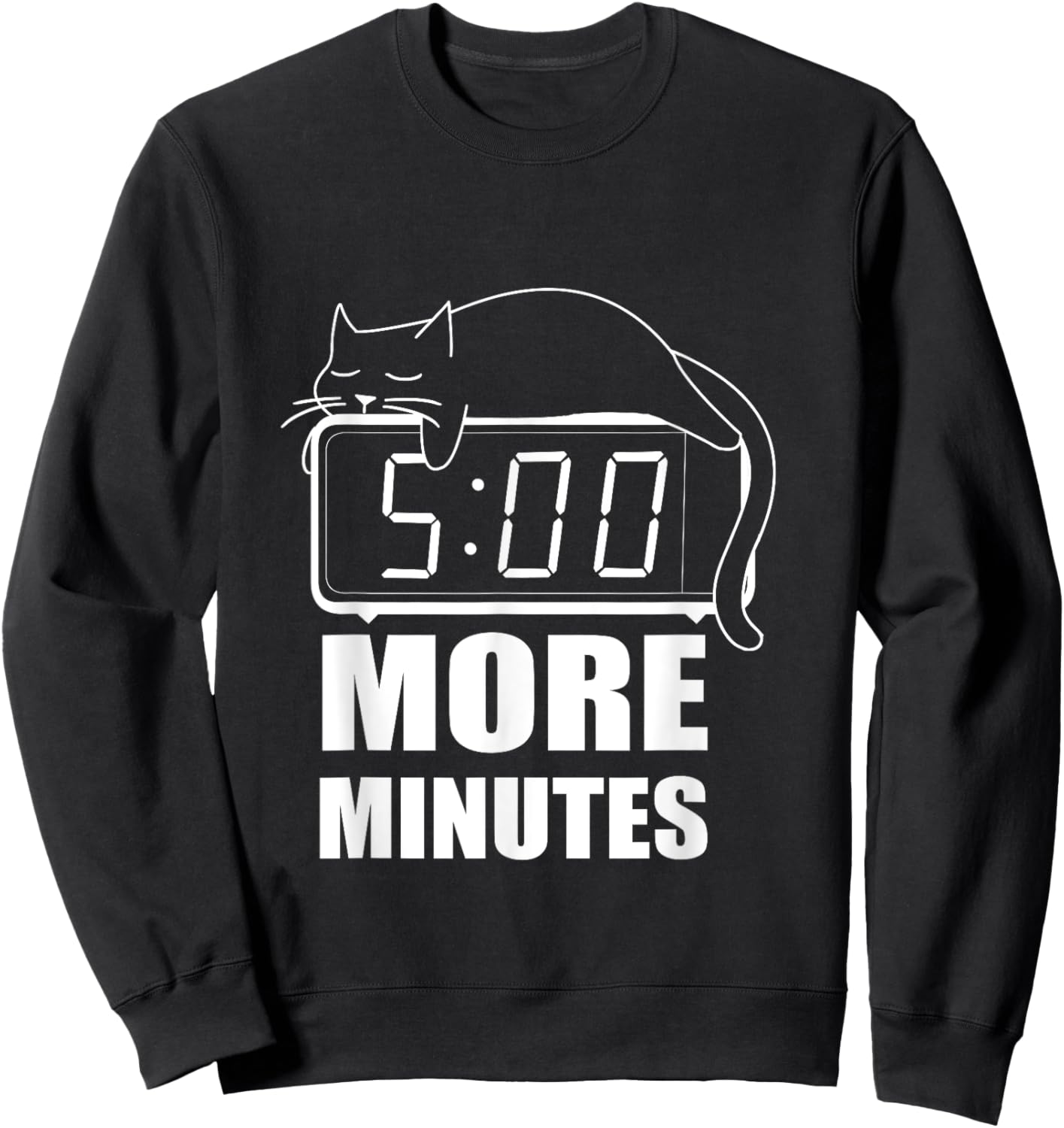 5 More Minutes Cute Sleeping Cat Men Women Sweatshirt - Sweatshirt | Black
