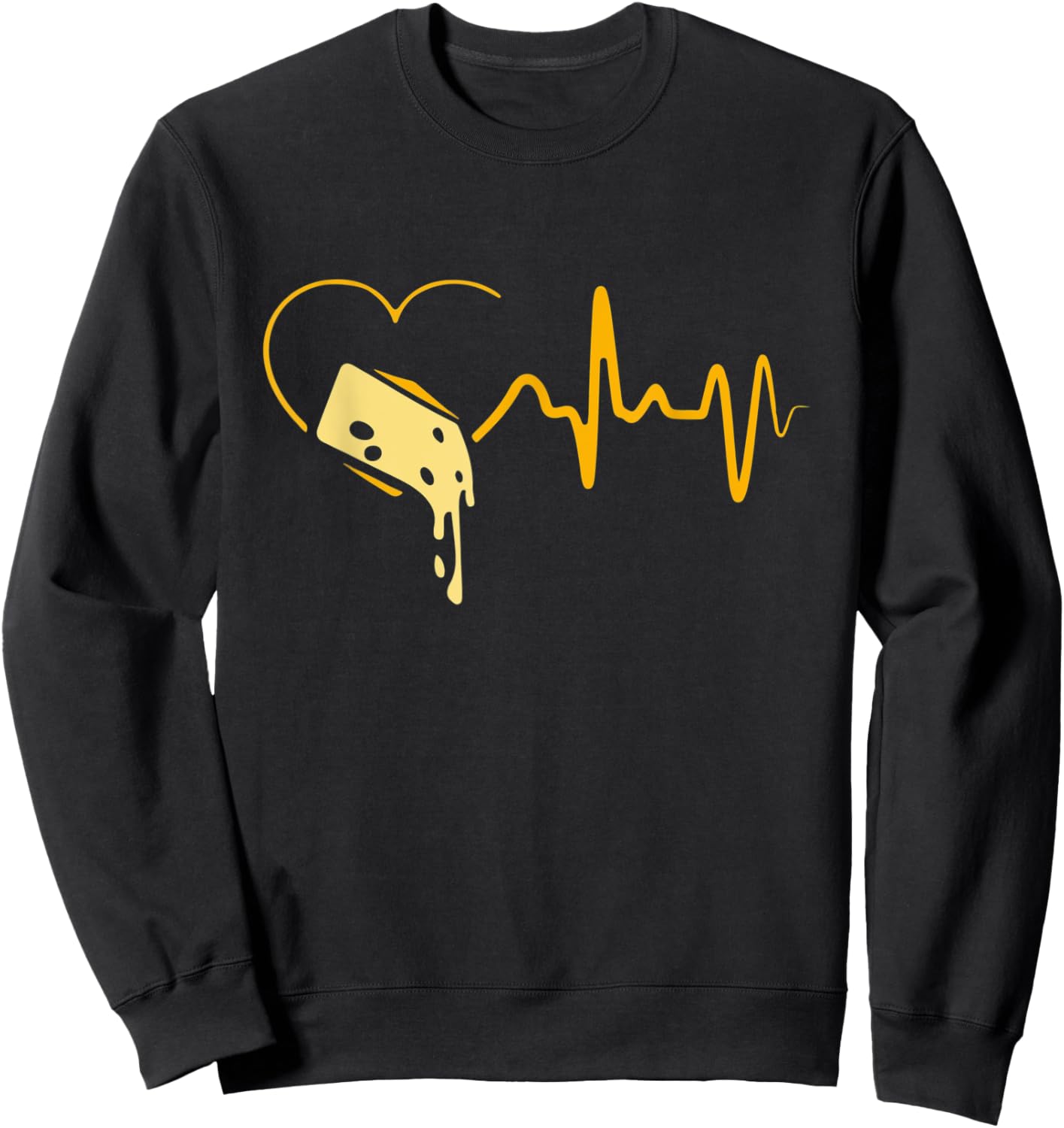 Funny Cheese Art Women Kids Cheese Lovers Heartbeat Sweatshirt - Sweatshirt | Black