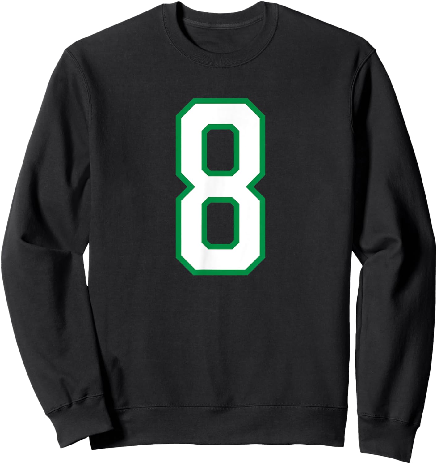 Number #8 White Green Varsity Number Sweatshirt - Sweatshirt | Black