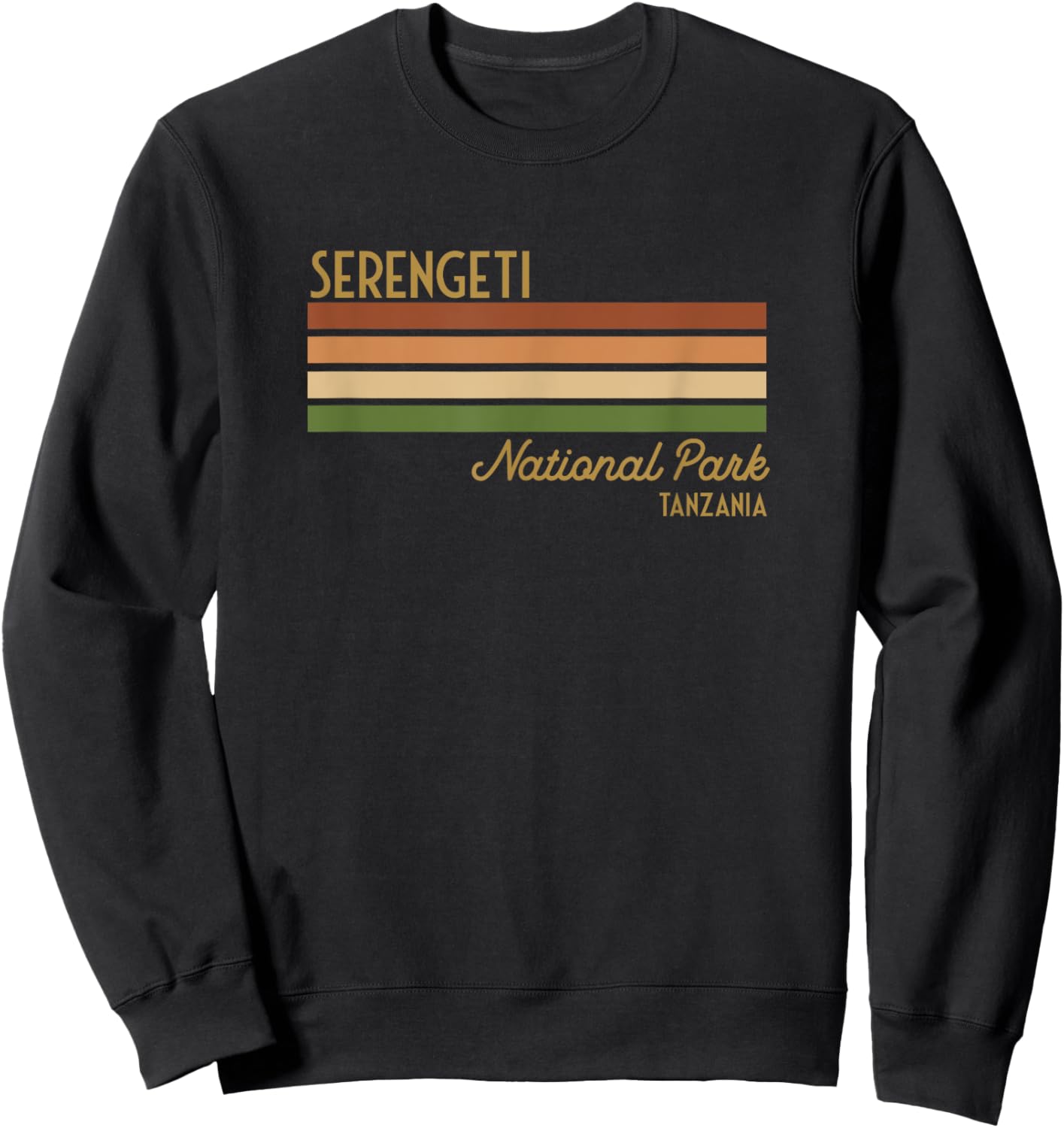 SERENGETI Africa National Parks Shirts & Souvenirs Men's Adults Short Sleeve Black Cotton 65% Polyester 35% Small Classic Fit Modern Casual National Vacation Sweatshirt - Sweatshirt | Black