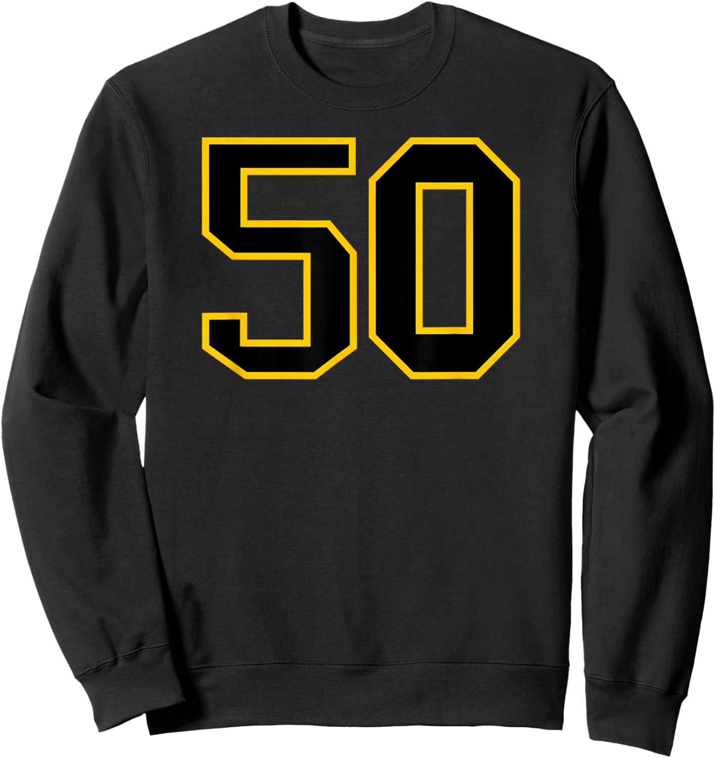Number #50 Sport Yellow Black Varsity Number Sweatshirt - Sweatshirt | Black