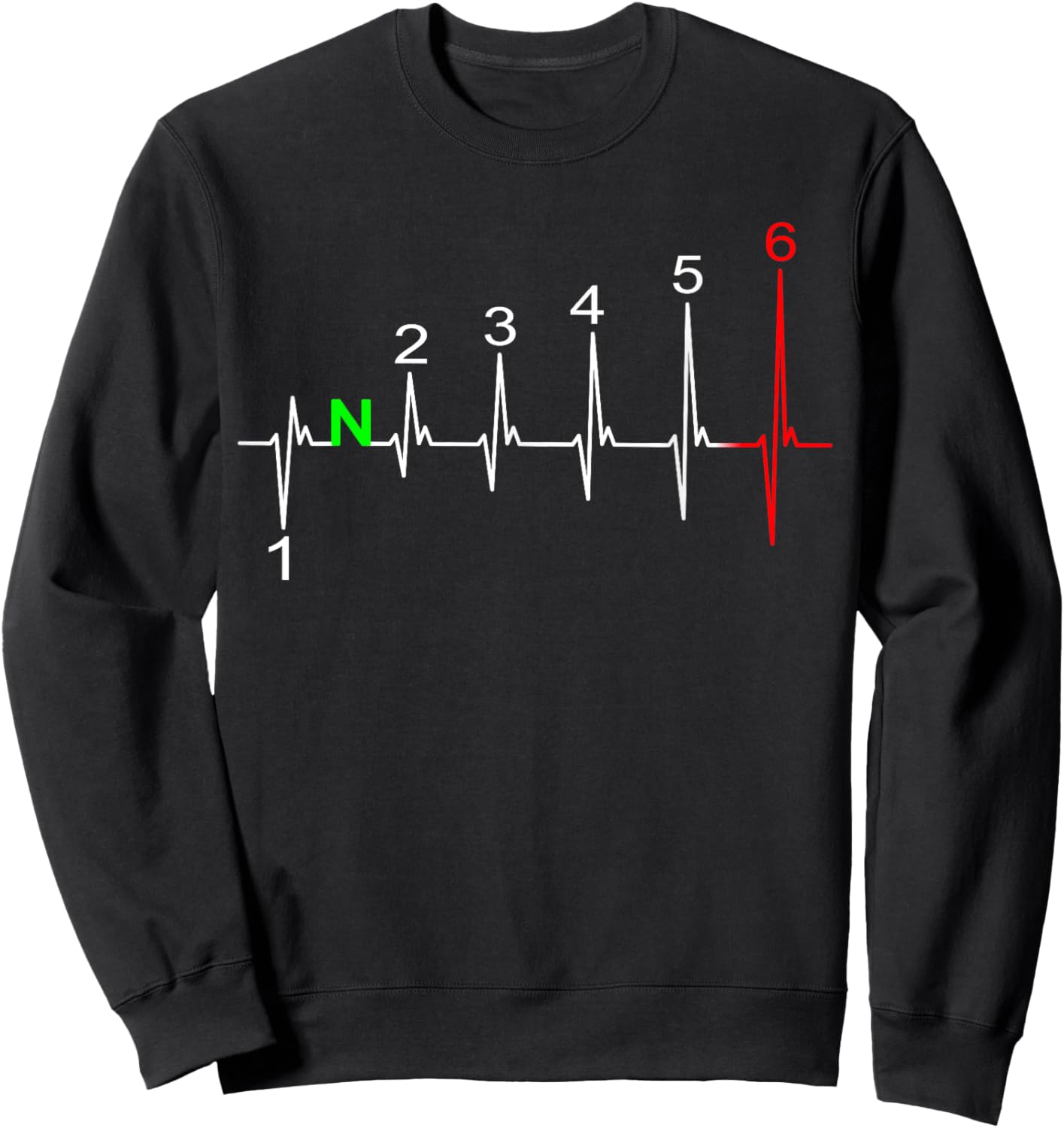 Motorcycle Heartbeat ECG Heart Rate Gear Shifter 1-6 Gears Sweatshirt - Sweatshirt | Black