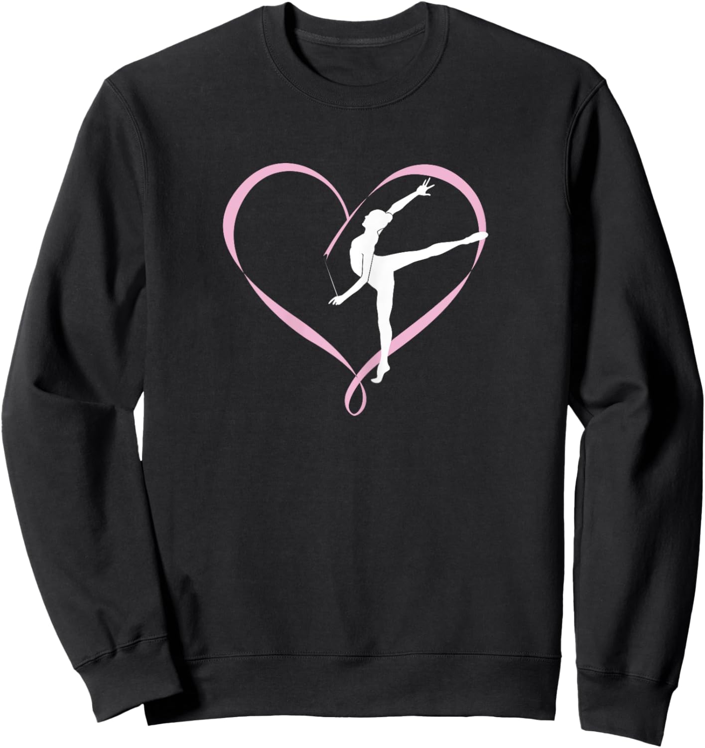Gymnastics Gymnast Heart Ribbon Love Sweatshirt - Sweatshirt | Black