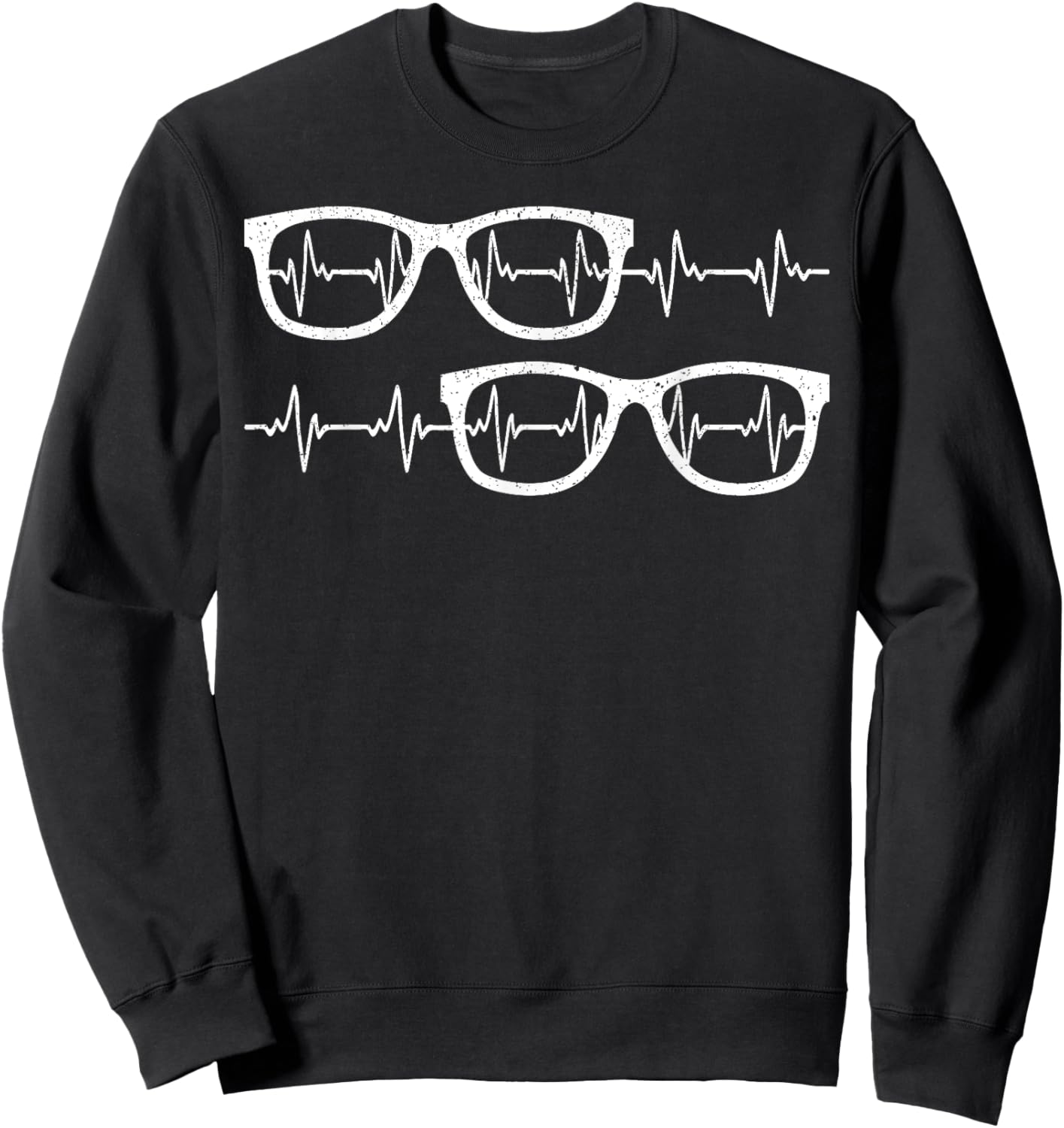 Eyeglass Heartbeat Optician Eye Doctor Ophthalmology Sweatshirt - Sweatshirt | Black