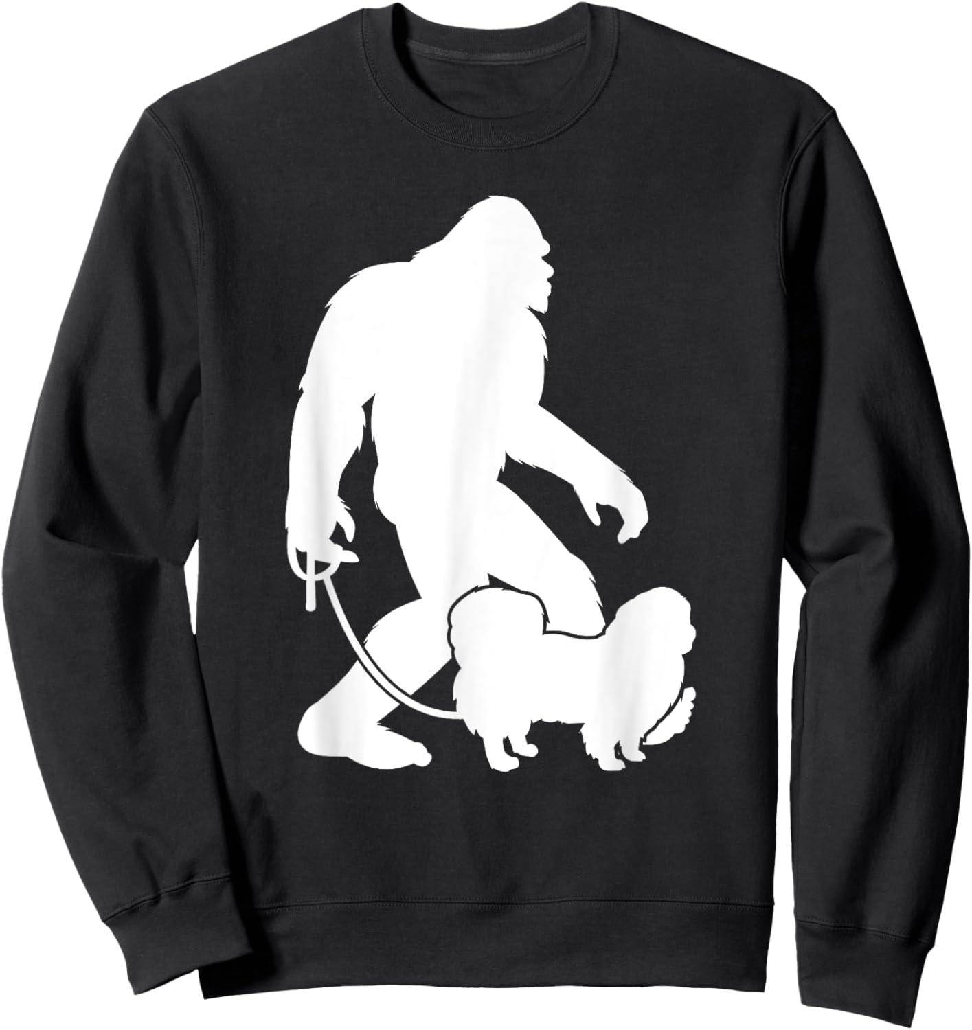Bigfoot Walking Pekingese Dog Sweatshirt - Sweatshirt | Black