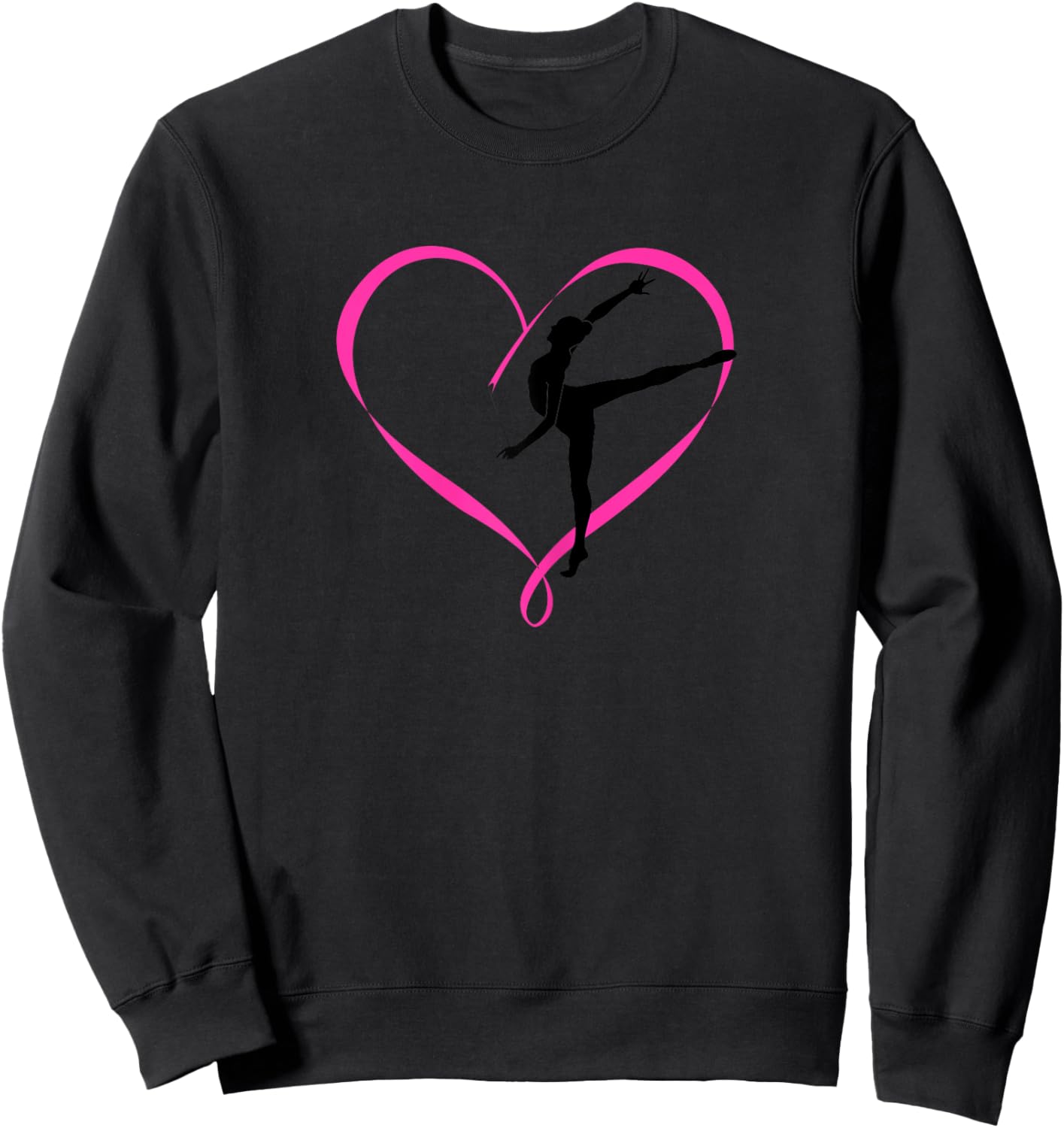Gymnastics Gymnast Heart Ribbon Love Sweatshirt - Sweatshirt | Black
