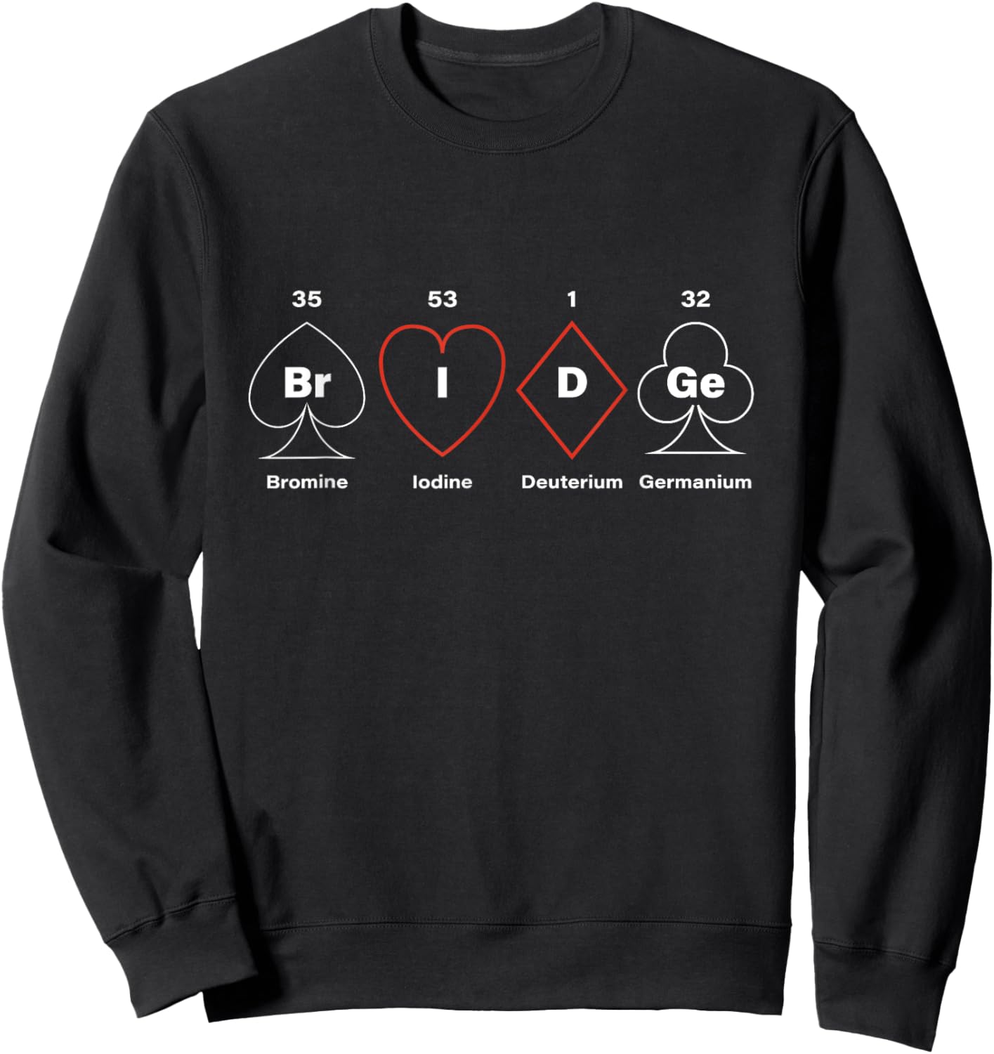 Contract Bridge Bidding Duplicate Card Game Periodic Player Sweatshirt - Sweatshirt | Black