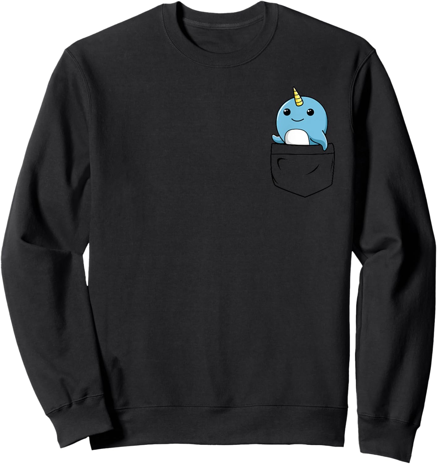 Narwhal Pocket | Unicorn of the Sea Funny Animal Sweatshirt - Sweatshirt | Black