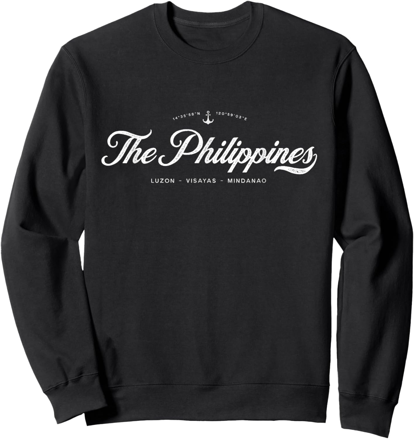 The Philippines Distressed Apparel -Adults Black Short Sleeve , Retro Classic, Small Sweatshirt - Sweatshirt | Black