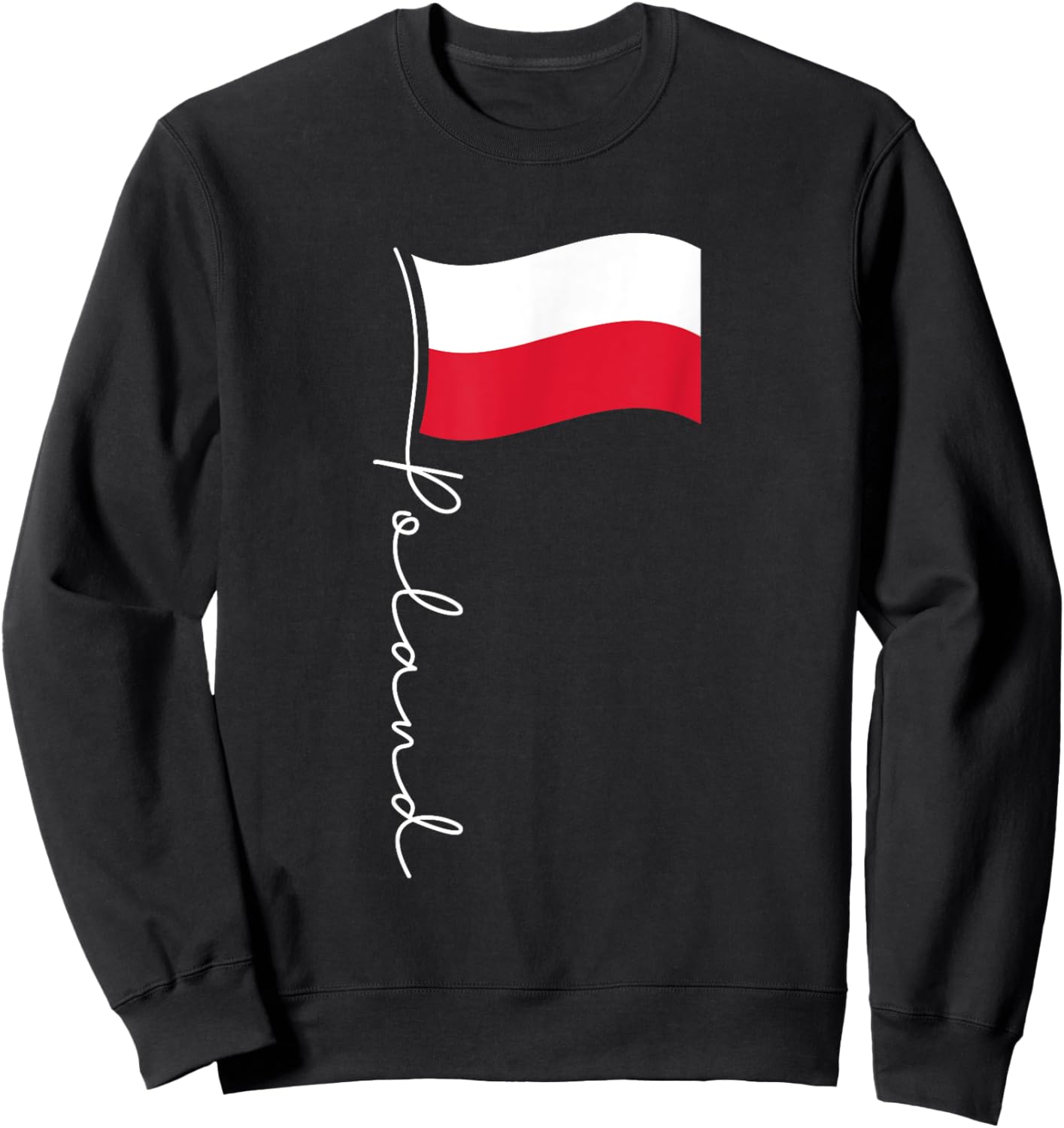 Poland Signature Flag Pole - Elegant Patriotic Polish Flag Sweatshirt - Sweatshirt | Black