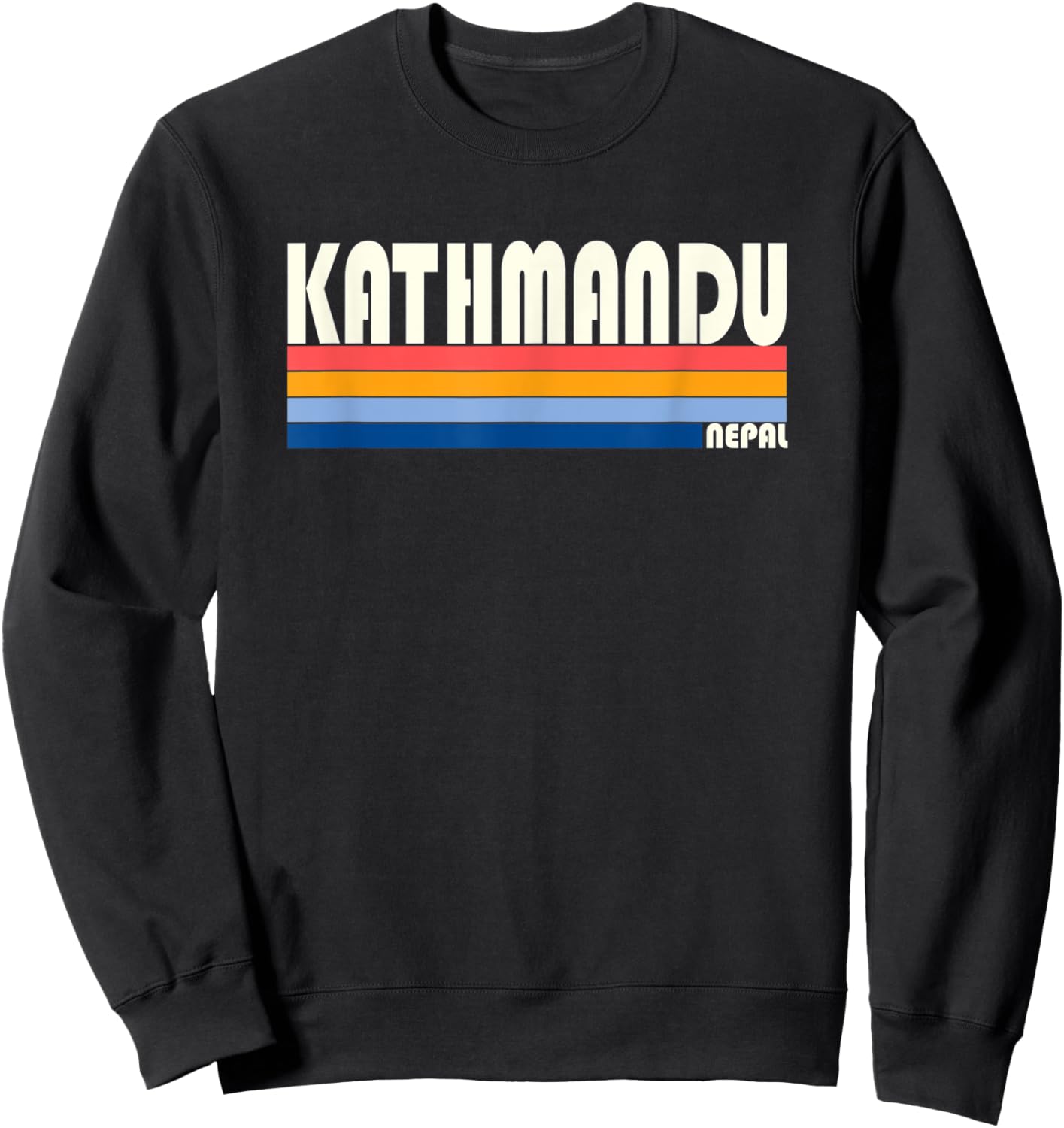 Retro Vintage 70s 80s Style Kathmandu, Nepal Sweatshirt - Sweatshirt | Black