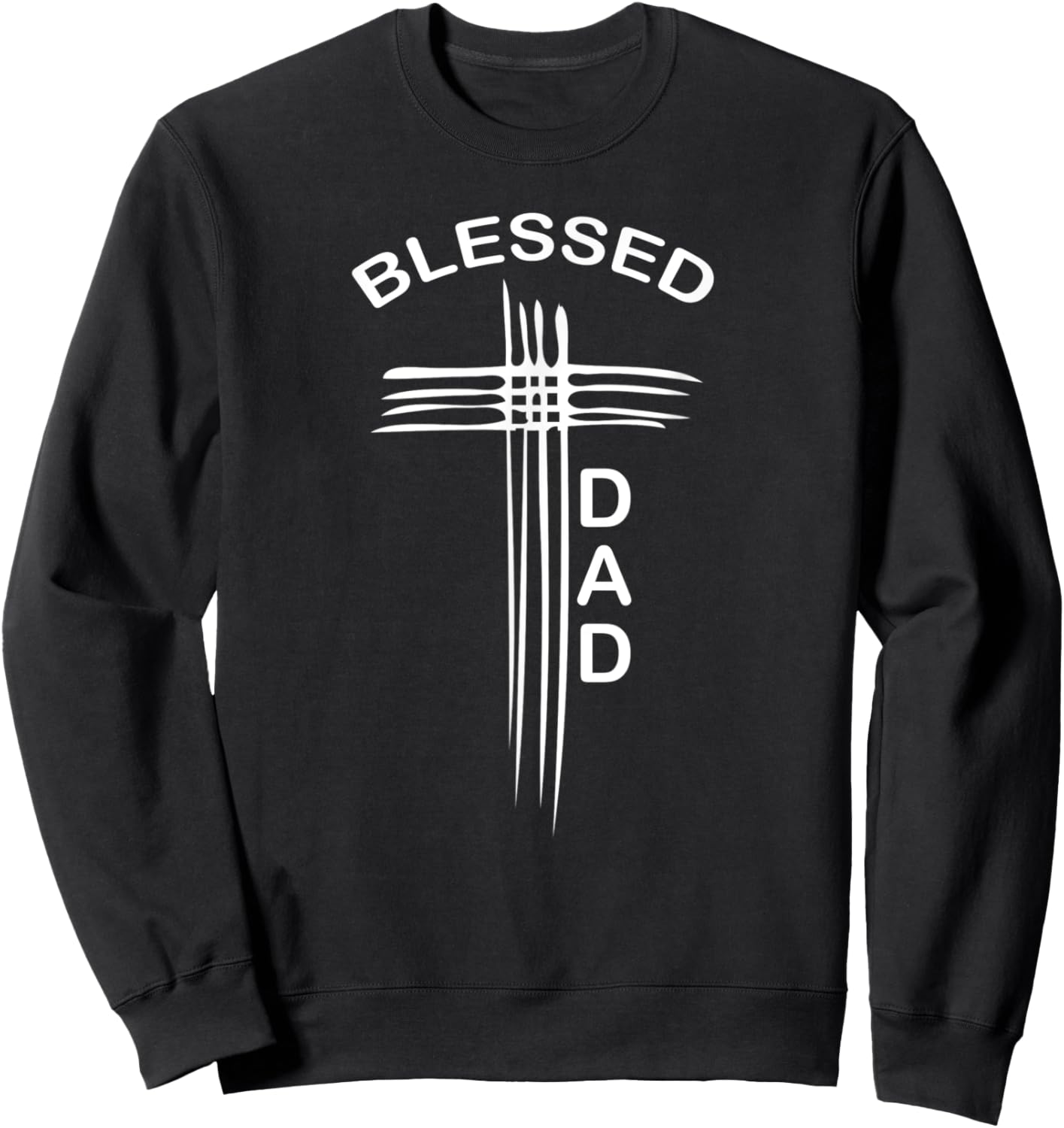 Blessed Dad Christian Cross Religious Sweatshirt - Sweatshirt | Black