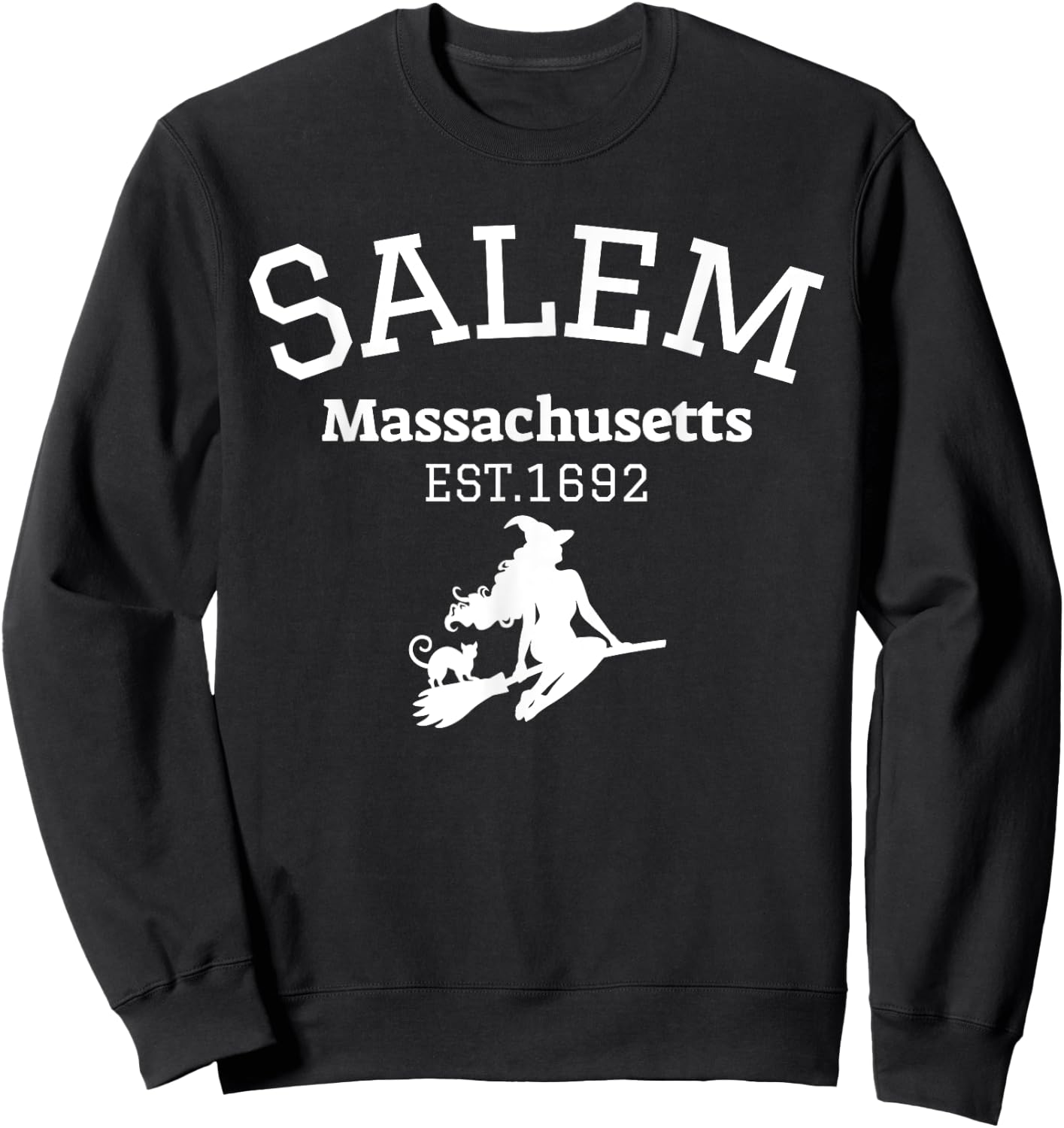 Funny Salem Witch Est 1692 Salem Massachusetts Halloween Sweatshirt - Sweatshirt | Black