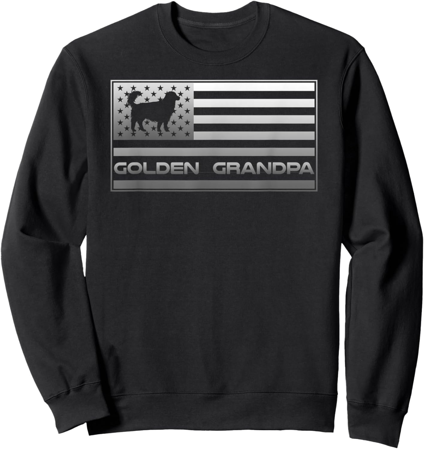 Vintage USA Flag Proud Golden Retriever Grandpa Silhouette Sweatshirt - Sweatshirt | Black