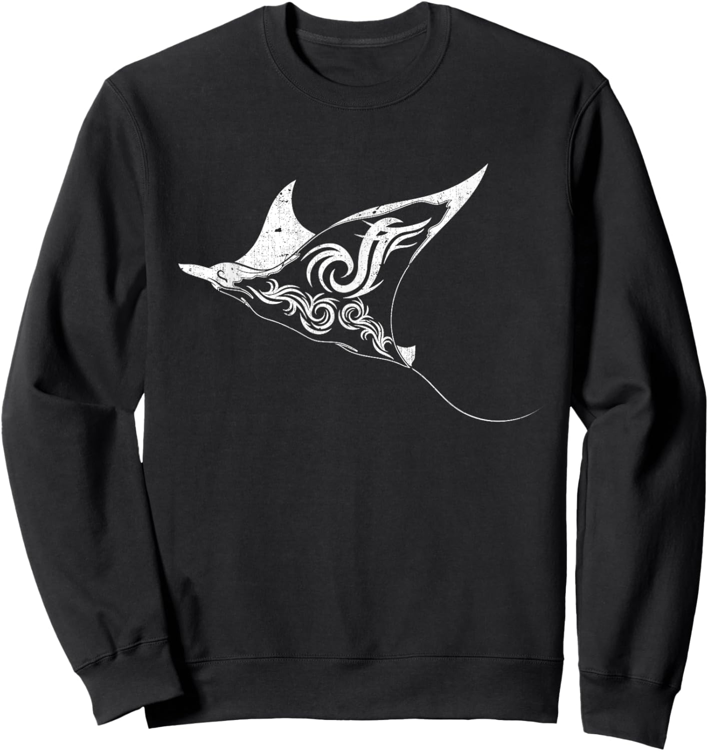 Polynesian Tattoo Aquarium Stingray Tribal Animal Manta Ray Sweatshirt - Sweatshirt | Black