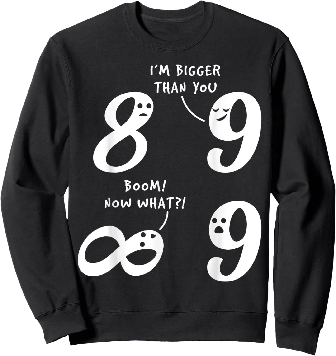 9 Is Bigger Than 8 But Not Infinity Funny Math Lover Joke Sweatshirt - Sweatshirt | Black