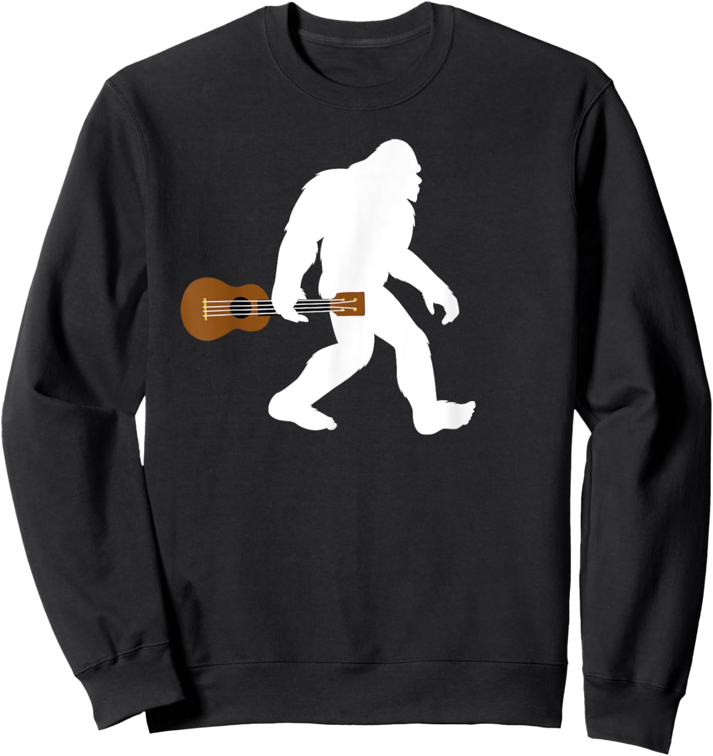 Bigfoot holding Ukelele funny Bigfoot carrying ukelele Sweatshirt - Sweatshirt | Black