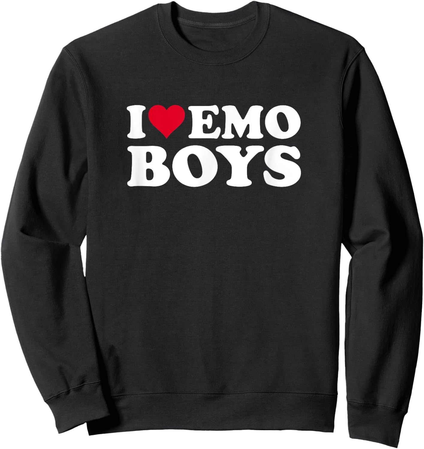 Red Heart Design I Love Emo Boys Sweatshirt - Sweatshirt | Black