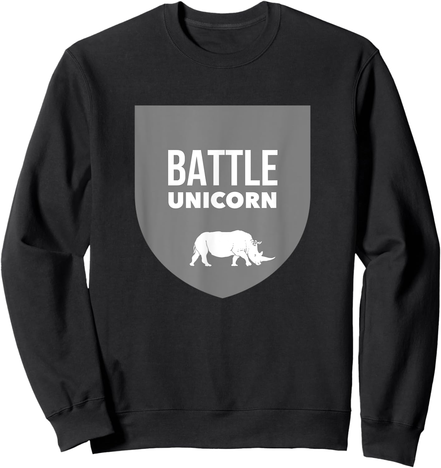 Battle Unicorn Funny Rhinoceros Rhino Sweatshirt - Sweatshirt | Black