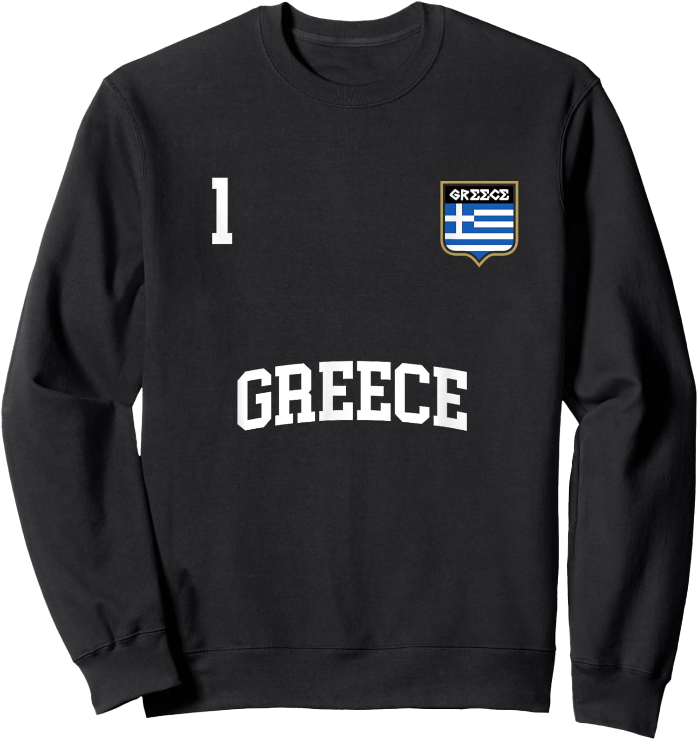GREECE No. 1 Greek Flag Football Soccer Team Shirt Sweatshirt - Sweatshirt | Black