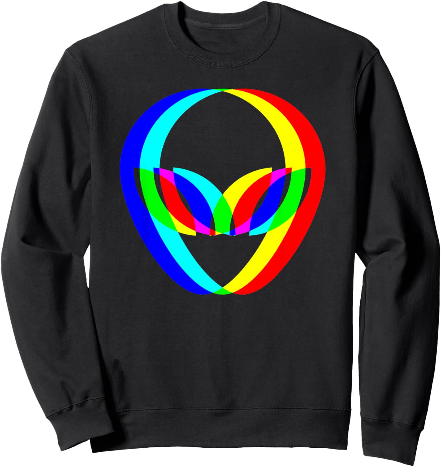 Alien Head Trippy Techno Rave EDM Music Festival Vaporwave Sweatshirt - Sweatshirt | Black