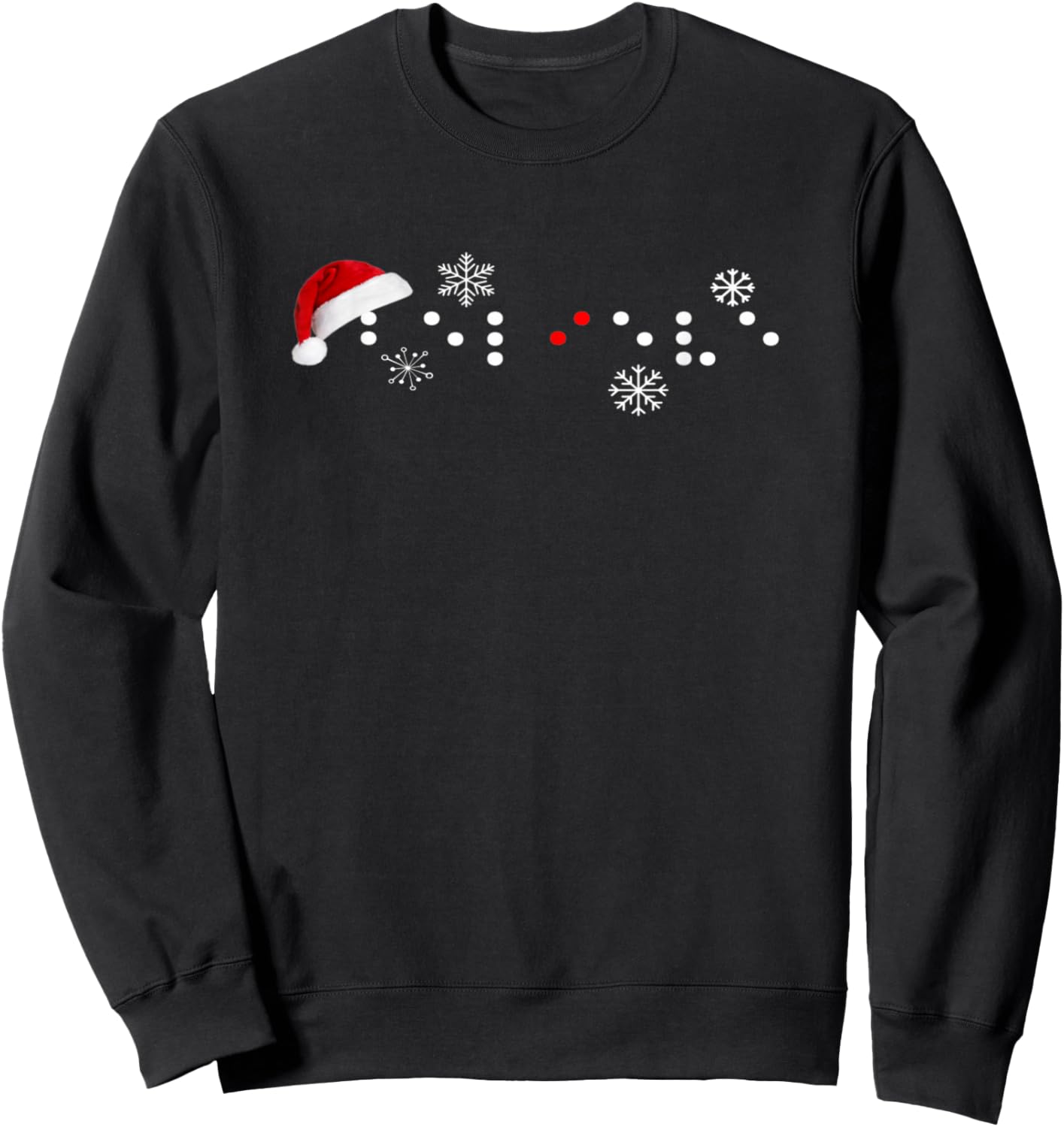 Believe In Braille Christmas Santa Hat Visually Impaired Sweatshirt - Sweatshirt | Black