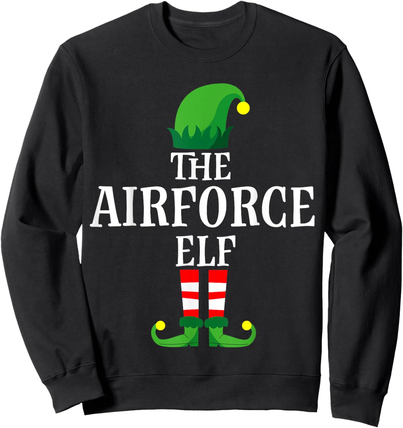 Airforce Elf Military Men Apparel, Christmas Army Matching Sweatshirt - Sweatshirt | Black